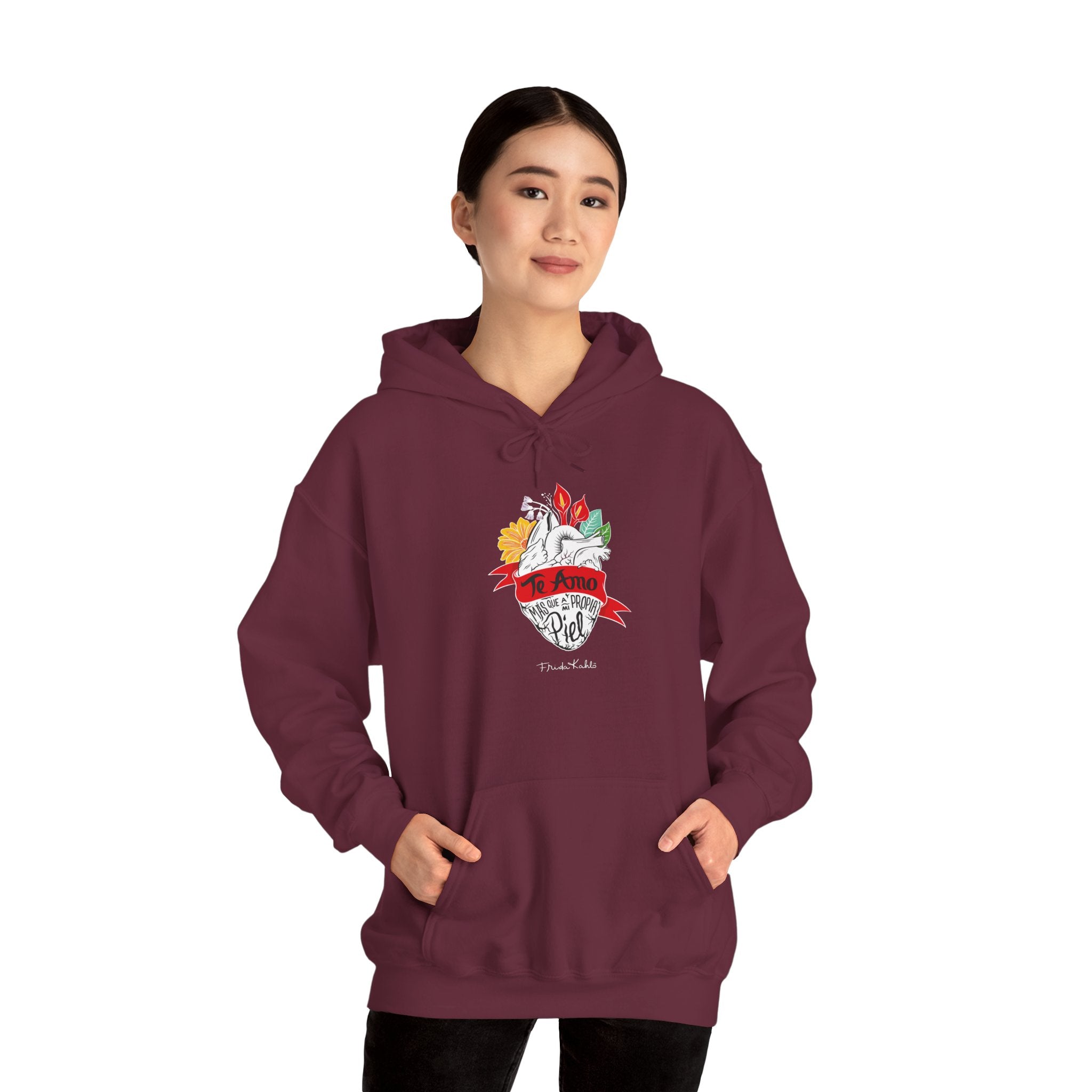 Frida Kahlo - "Te Amo Más Que Mi Propia Piel" - Inspired Anatomical Heart - Hoodie
