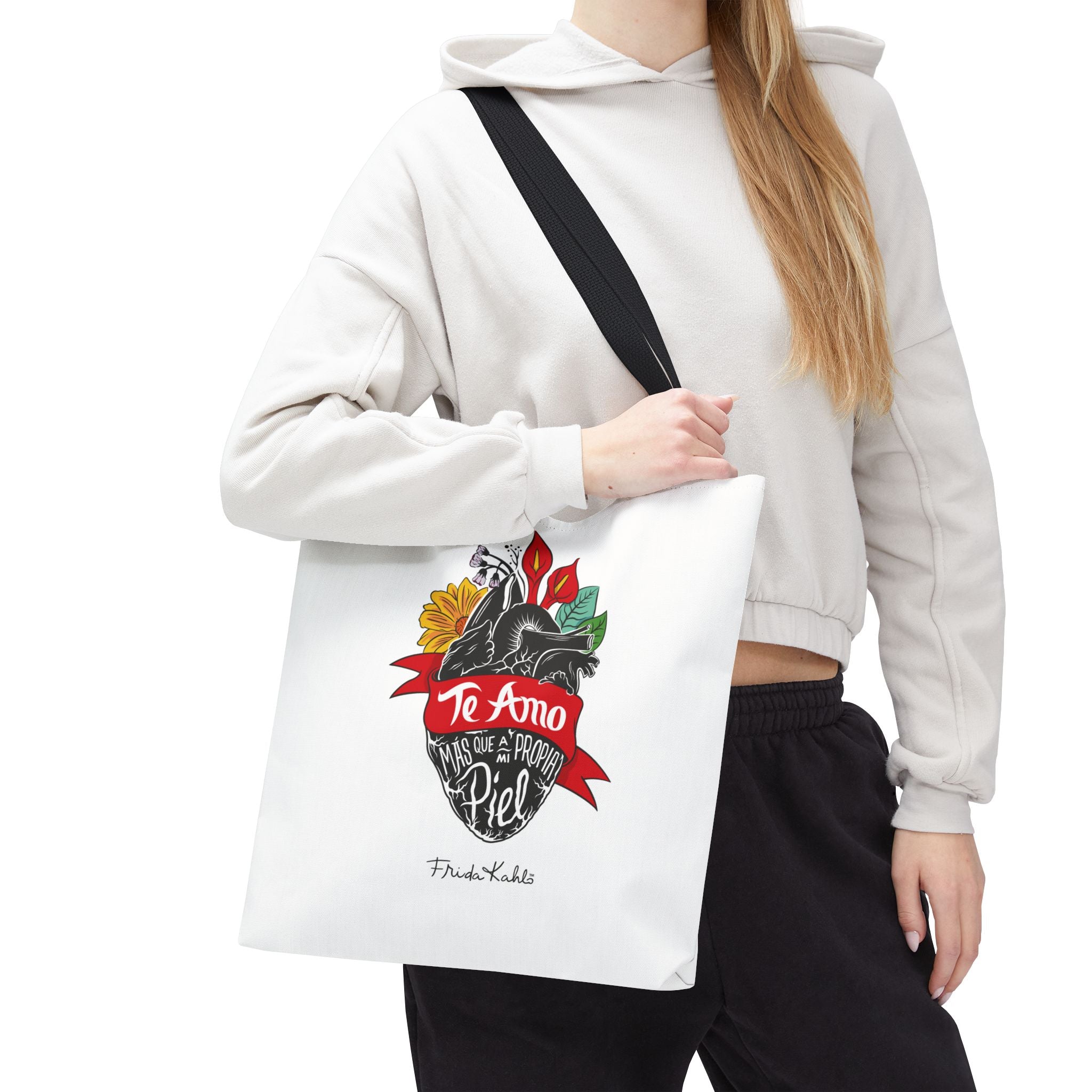 Frida Kahlo - "Te Amo Más Que Mi Propia Piel" - Inspired Anatomical Heart Tote Bag