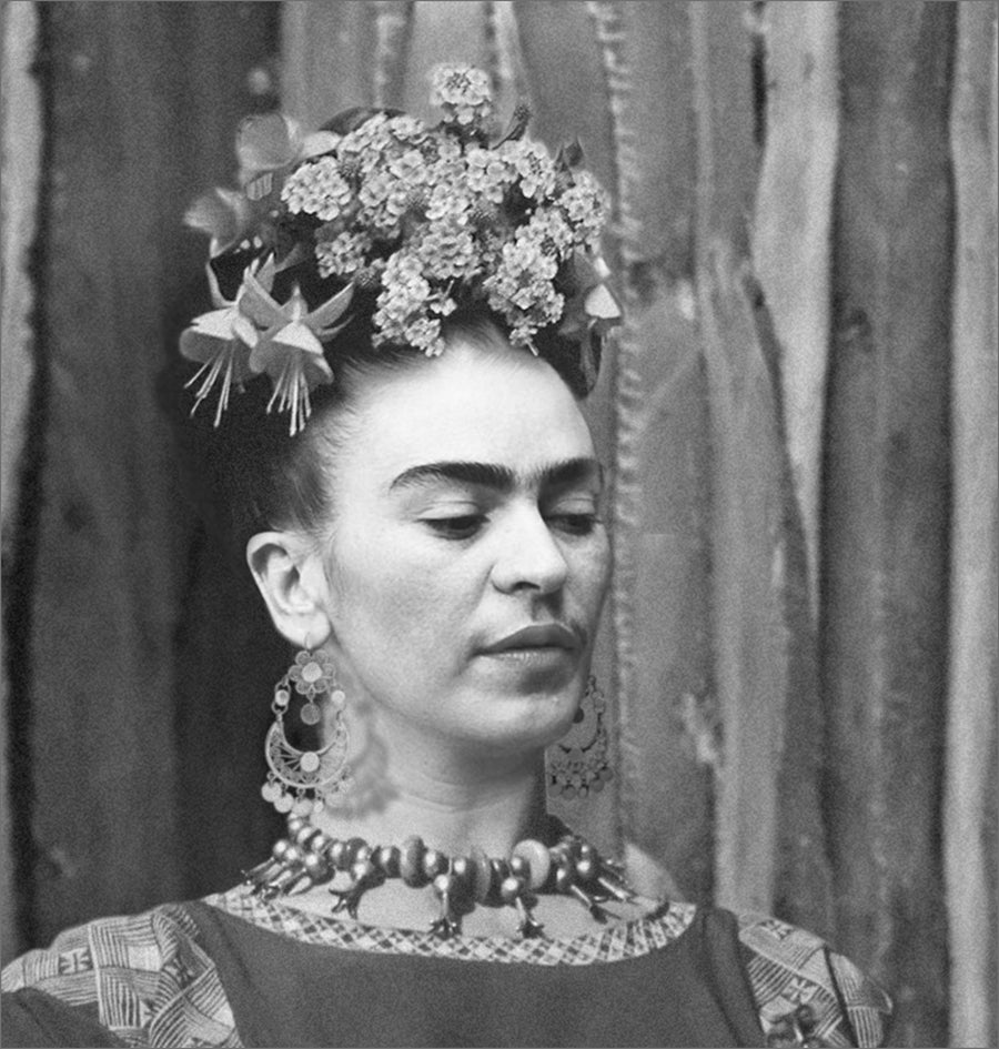 Frida Kahlo wearing a crown of flowers