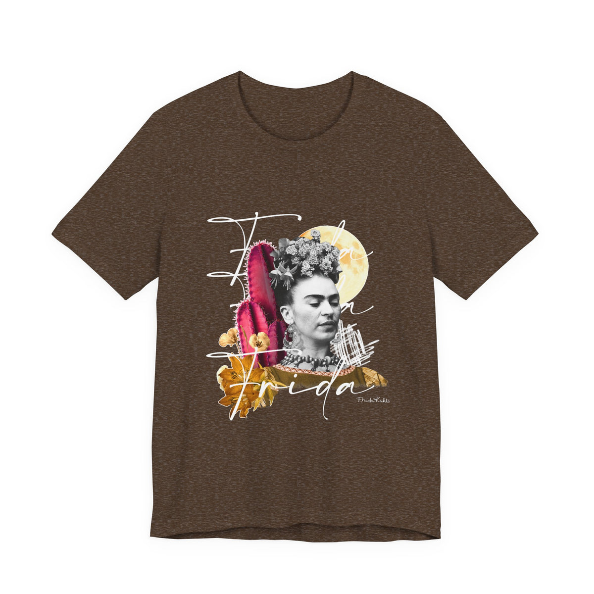 Frida Kahlo Moonlight Script Collage T-Shirt