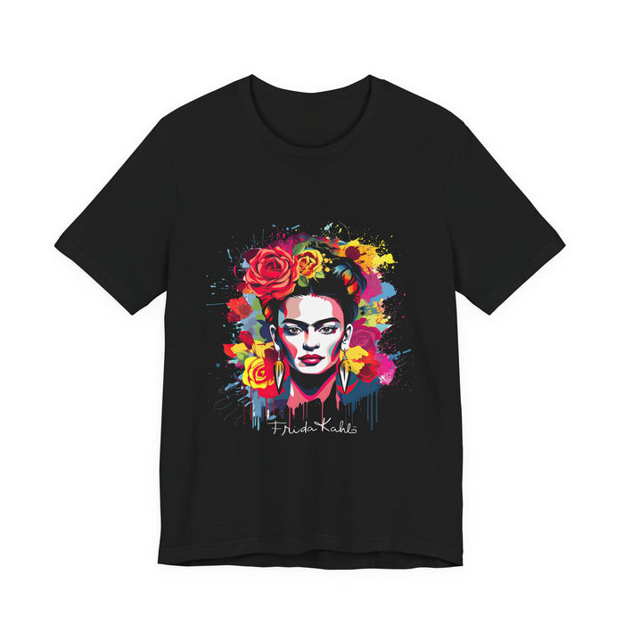 Frida Kahlo Watercolor Floral Portrait T-Shirt