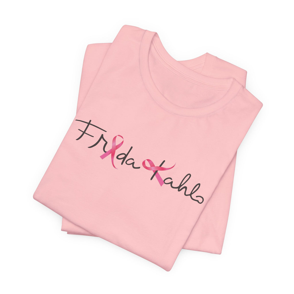 Frida Kahlo Pink Ribbon Logo Breast Cancer Awareness T-Shirt
