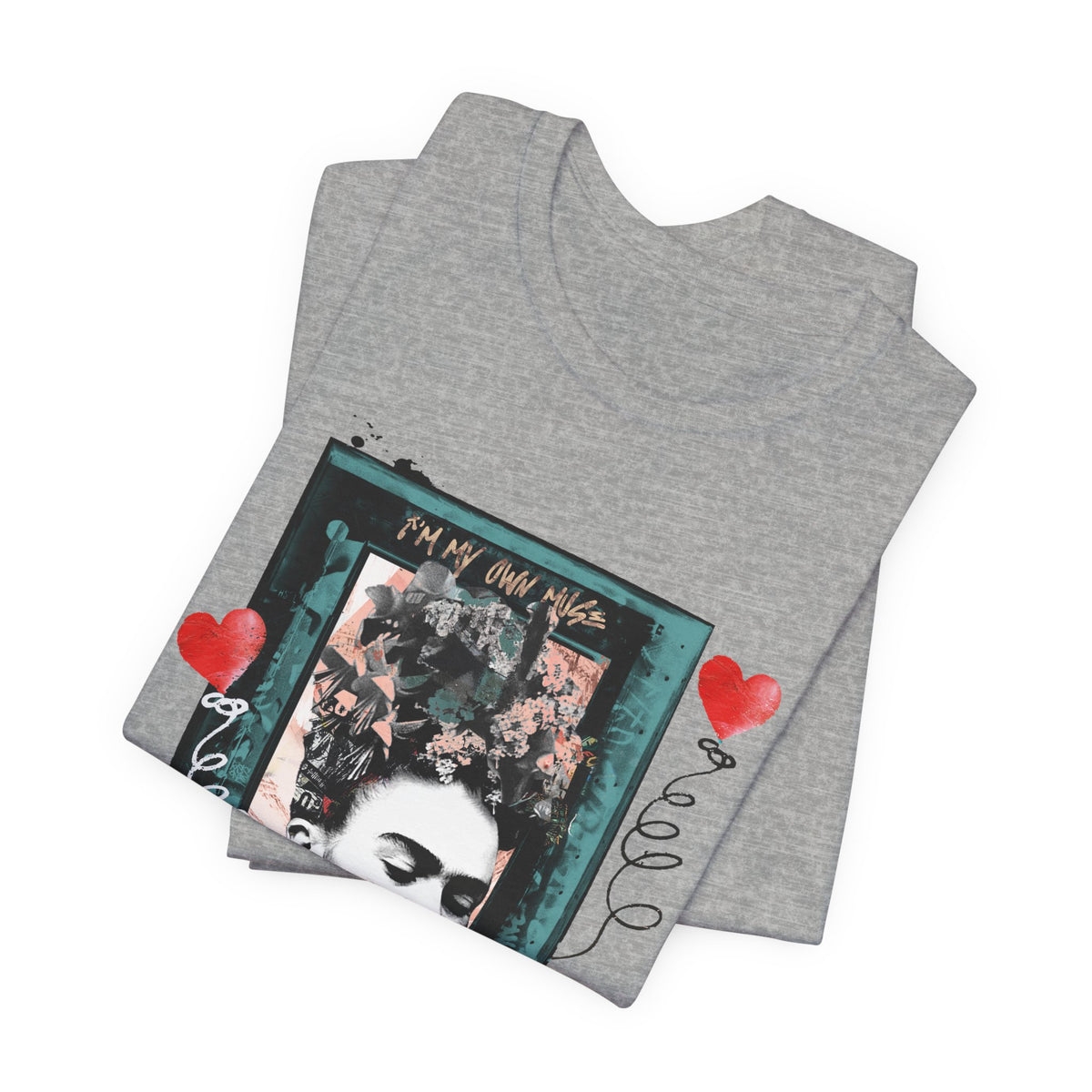Frida Kahlo Vintage Frame Hearts T-Shirt