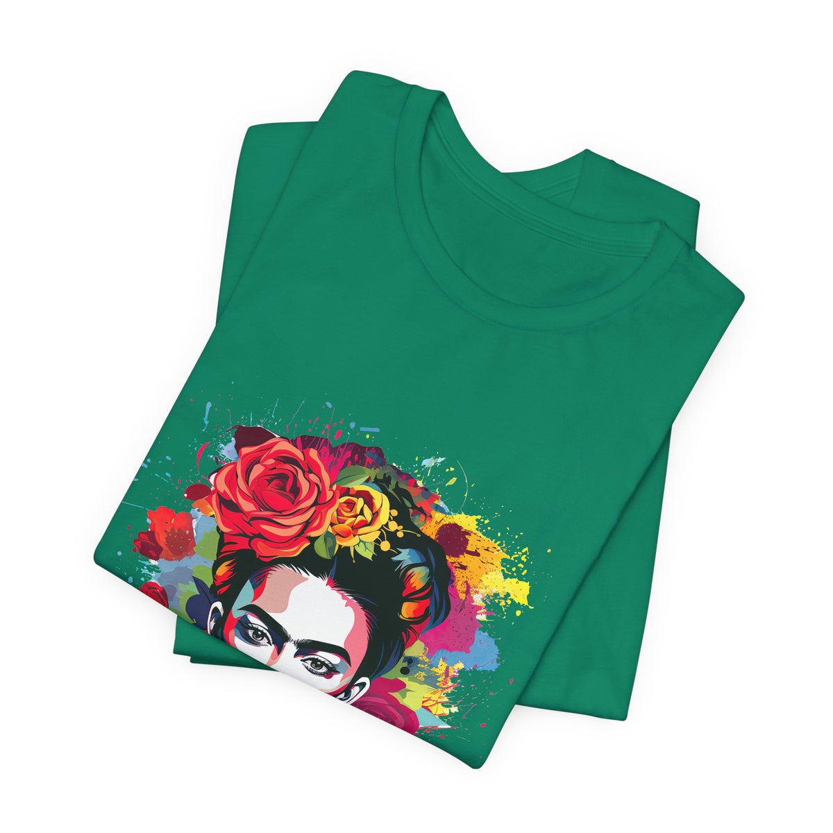 Frida Kahlo Watercolor Floral Portrait T-Shirt