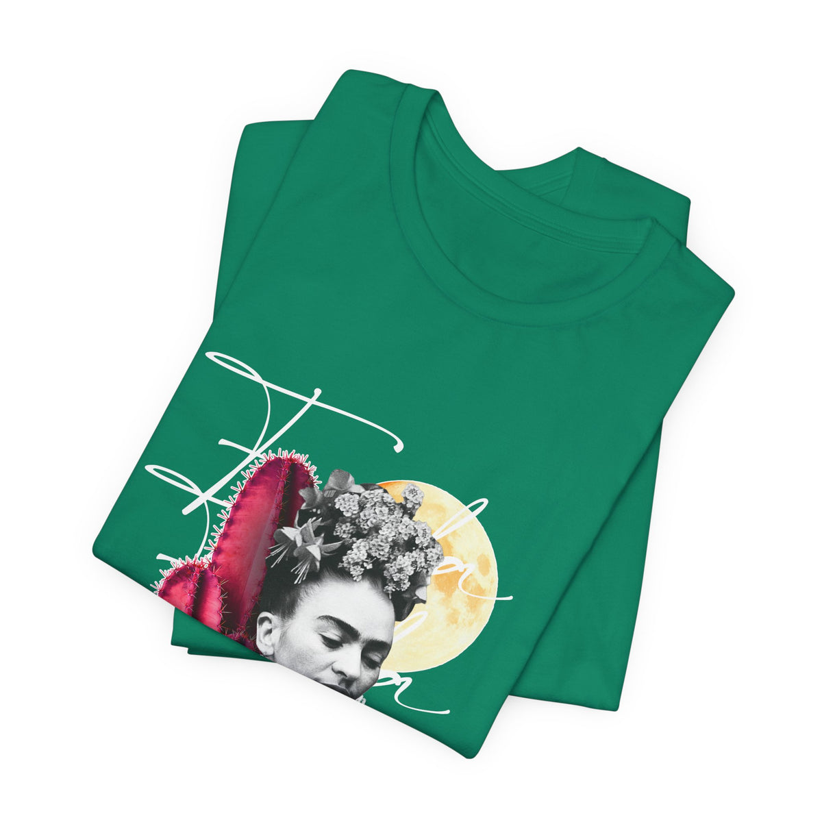 Frida Kahlo Moonlight Script Collage T-Shirt