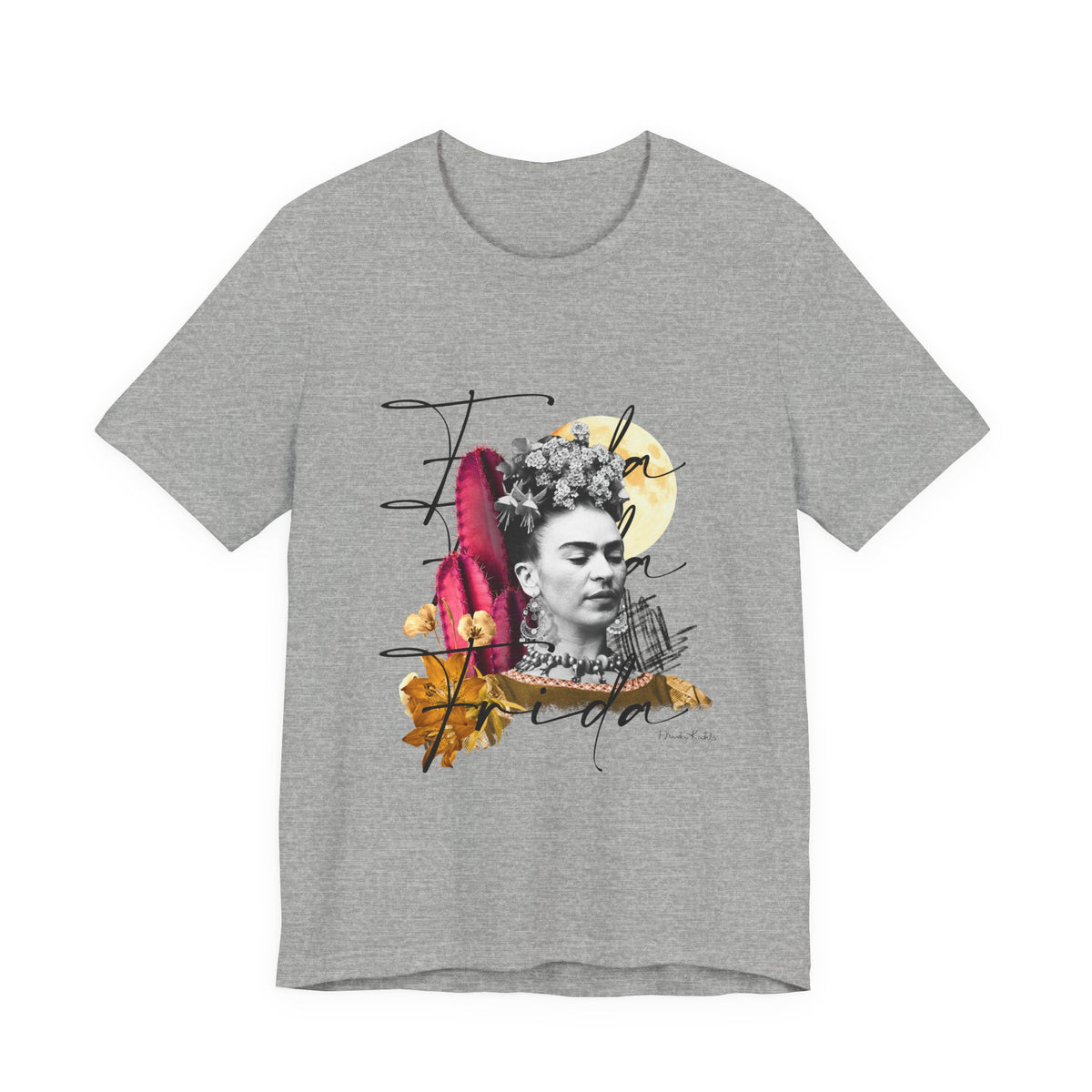 Frida Kahlo Moonlight Script Collage T-Shirt