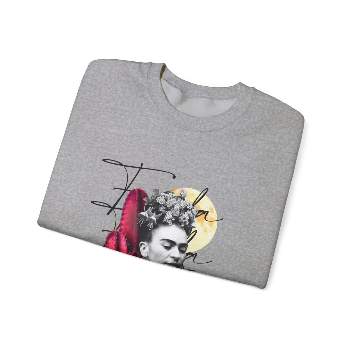 Frida Kahlo Moonlight Script Collage Crewneck Sweatshirt