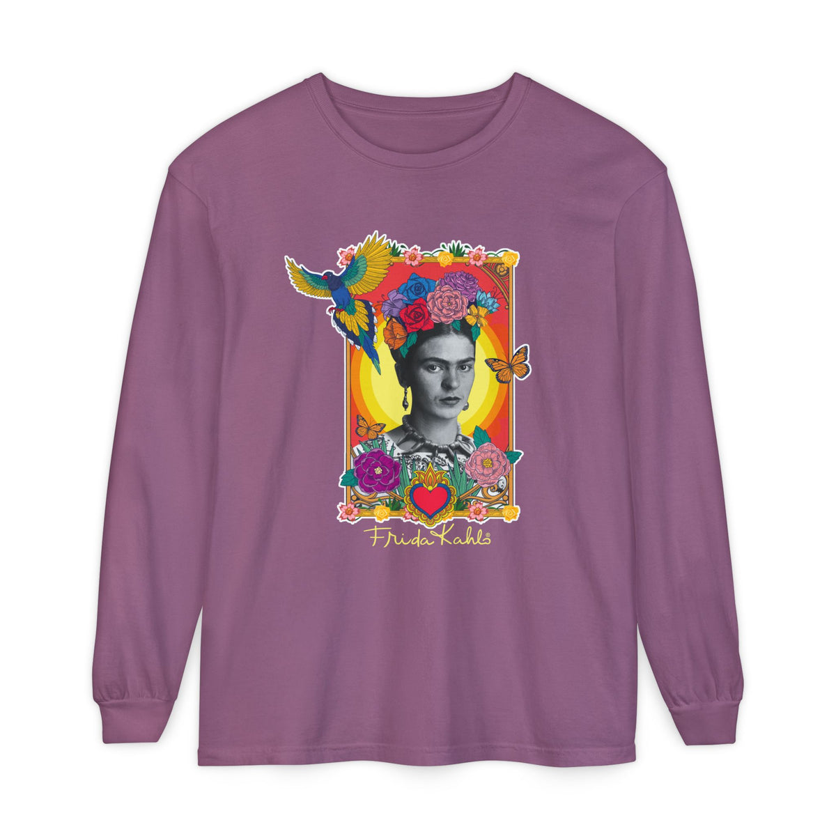 Frida Kahlo Hummingbird Golden Frame Long Sleeve T-Shirt