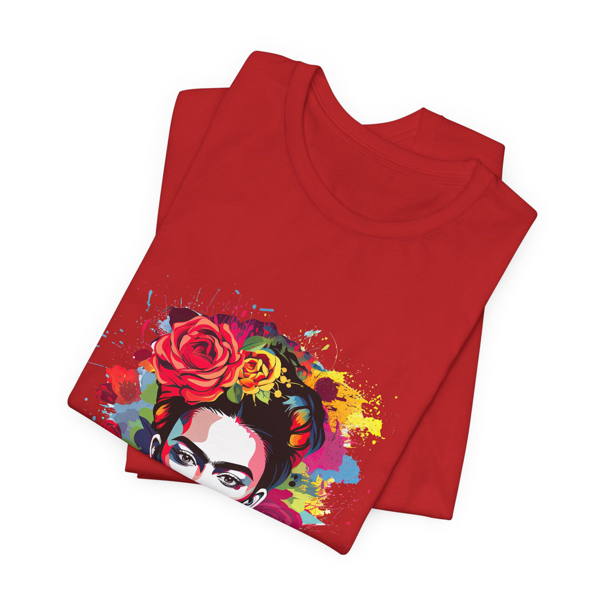 Frida Kahlo Bold Floral Crown Portrait T-Shirt