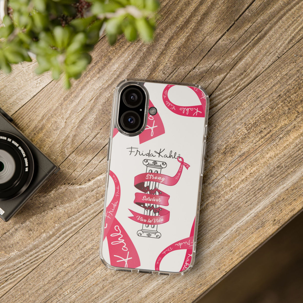 Frida Kahlo Pink Ribbon Banner iPhone Case - Breast Cancer Awareness