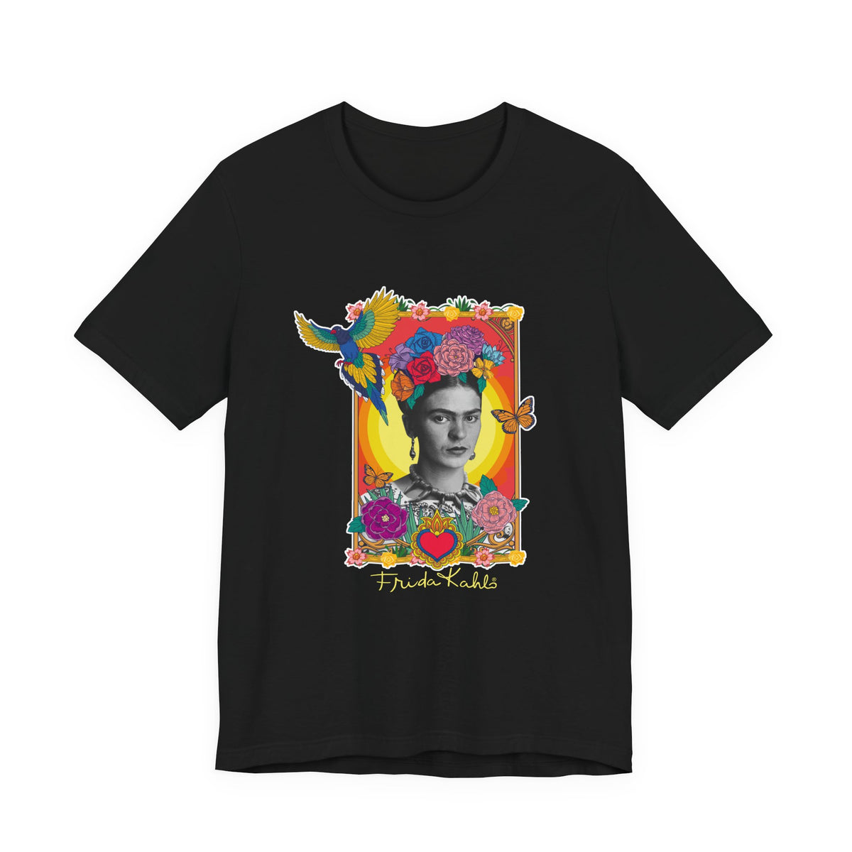Frida Kahlo Hummingbird Golden Frame T-Shirt