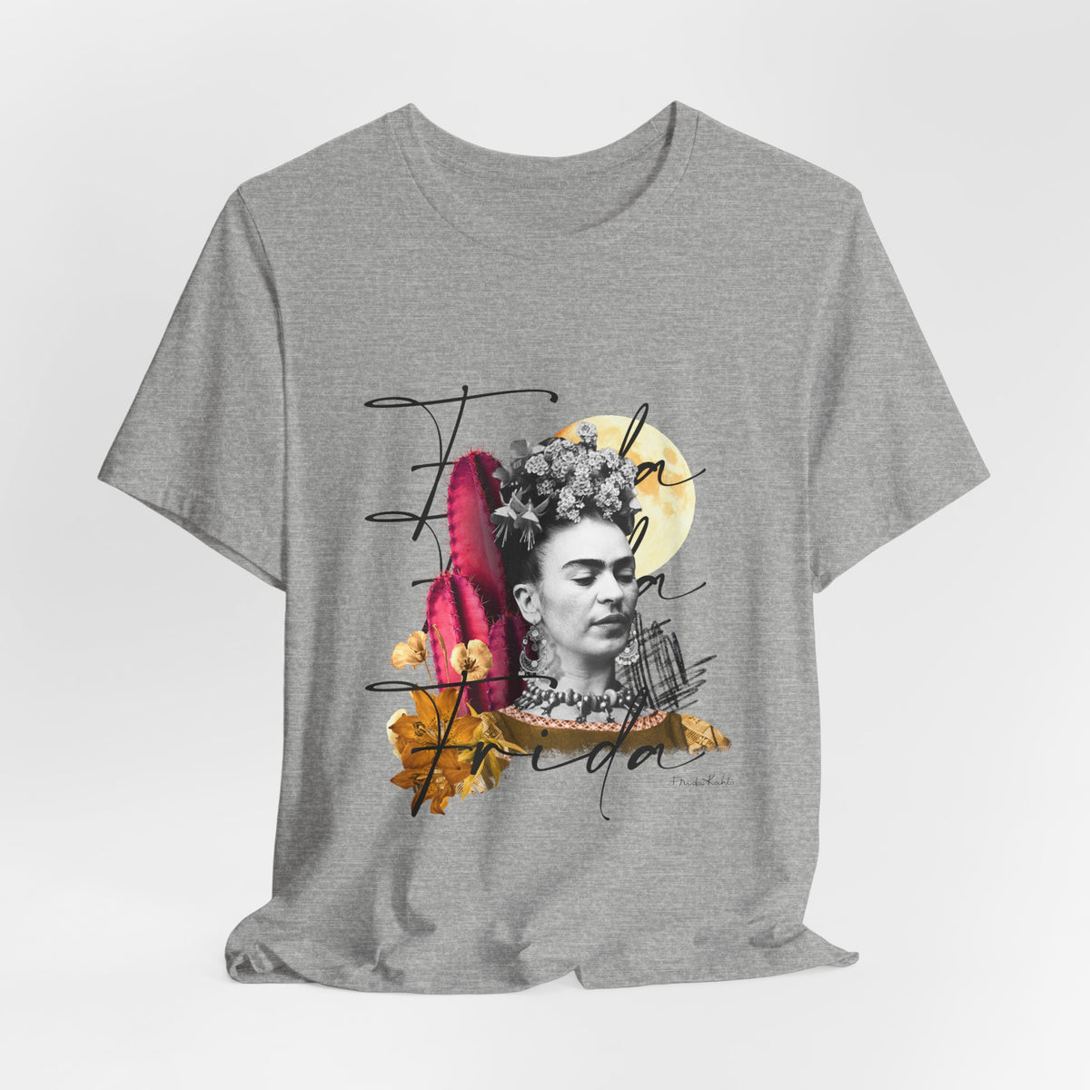 Frida Kahlo Moonlight Script Collage T-Shirt