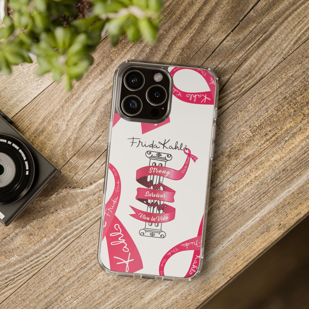 Frida Kahlo Pink Ribbon Banner iPhone Case - Breast Cancer Awareness