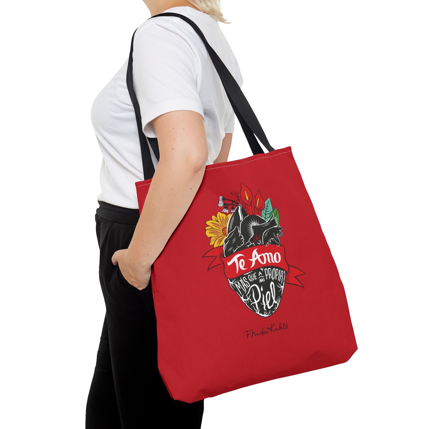 Frida Kahlo - "Te Amo Más Que Mi Propia Piel" - Inspired Anatomical Heart Tote Bag
