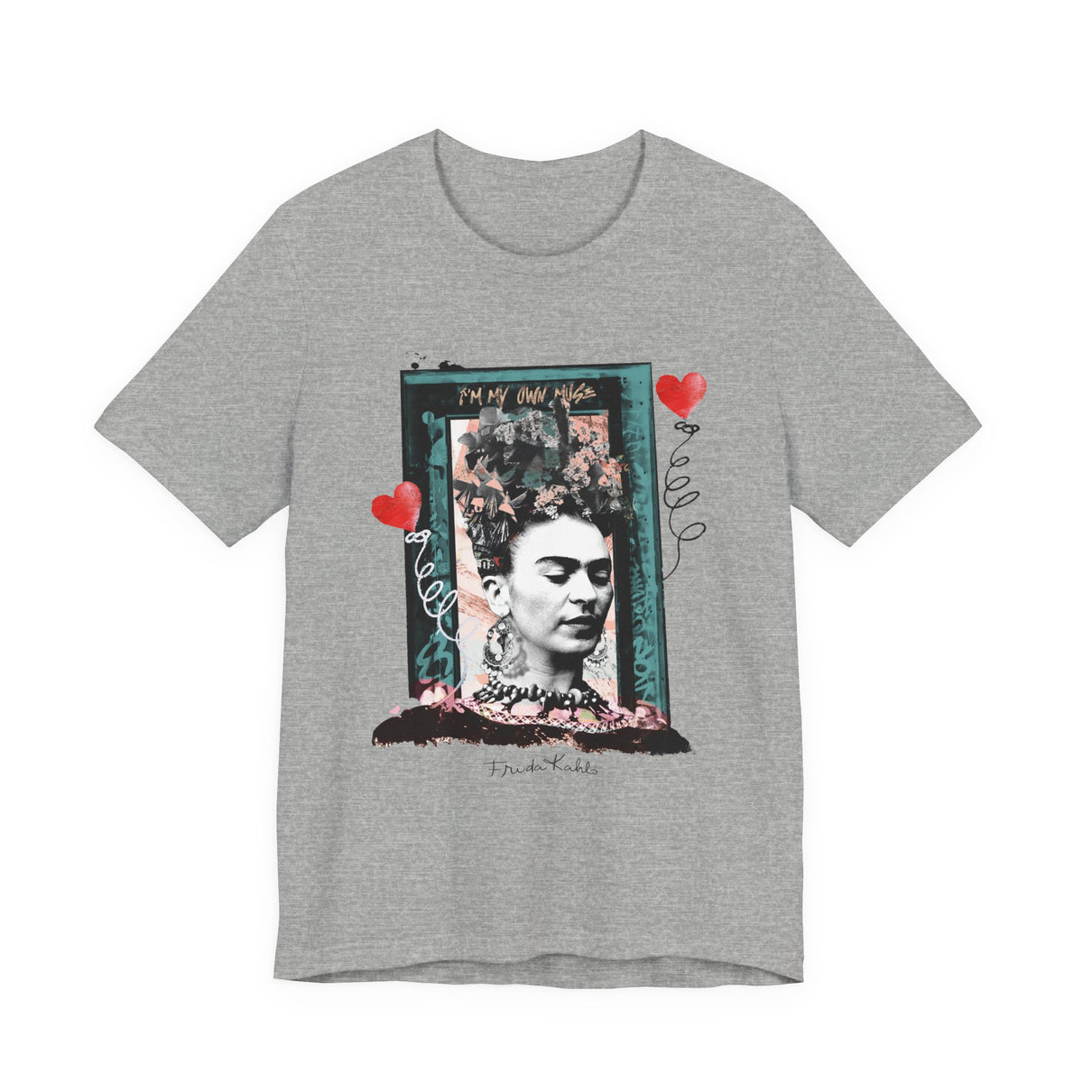Frida Kahlo Vintage Frame Hearts T-Shirt