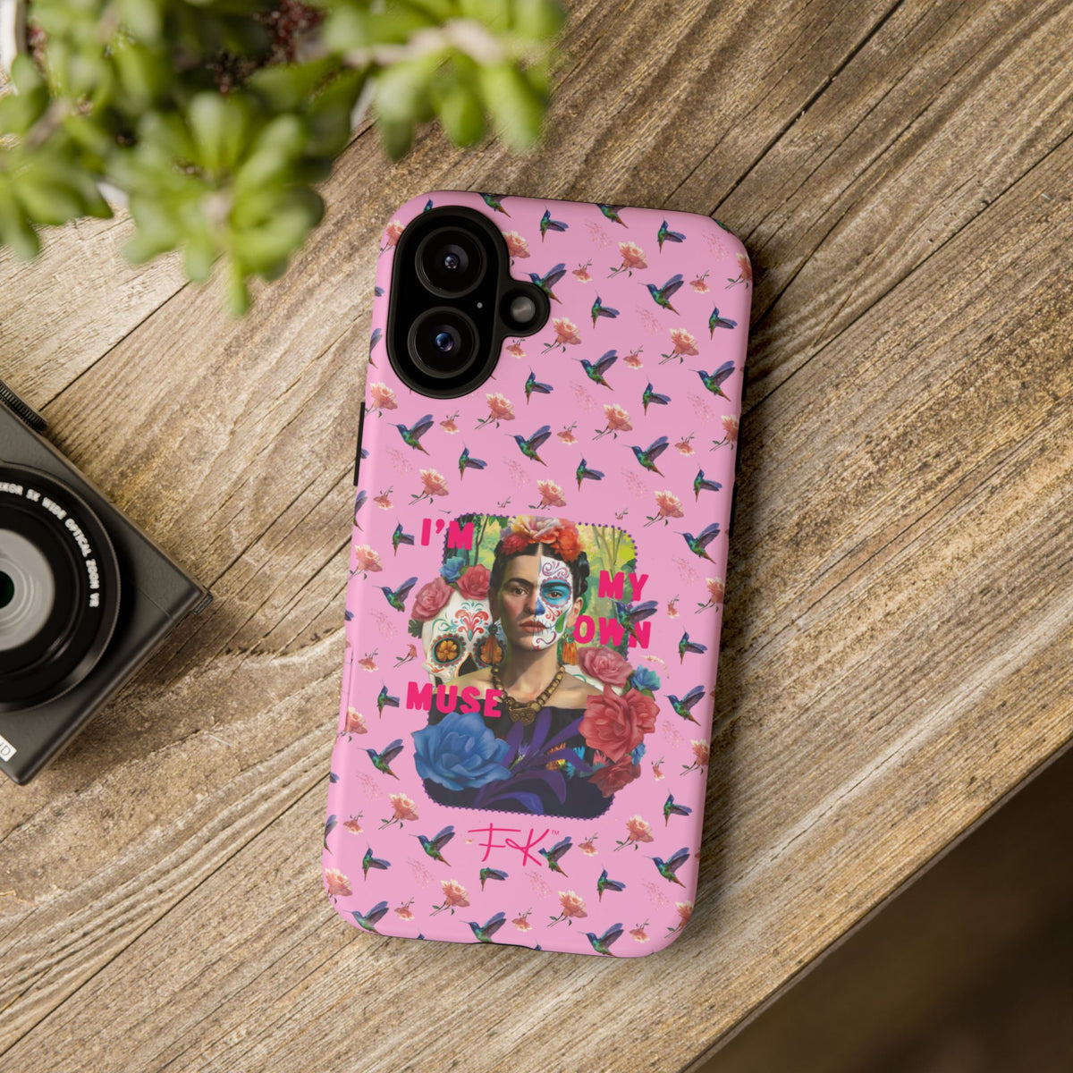 Frida Kahlo I Am My Own Muse Pink Hummingbird iPhone Case