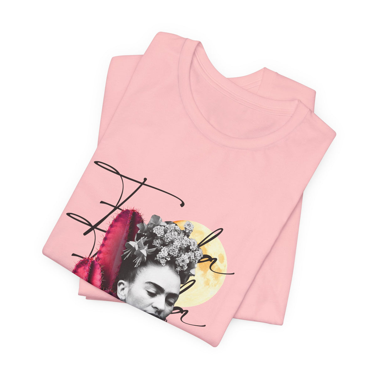 Frida Kahlo Moonlight Script Collage T-Shirt