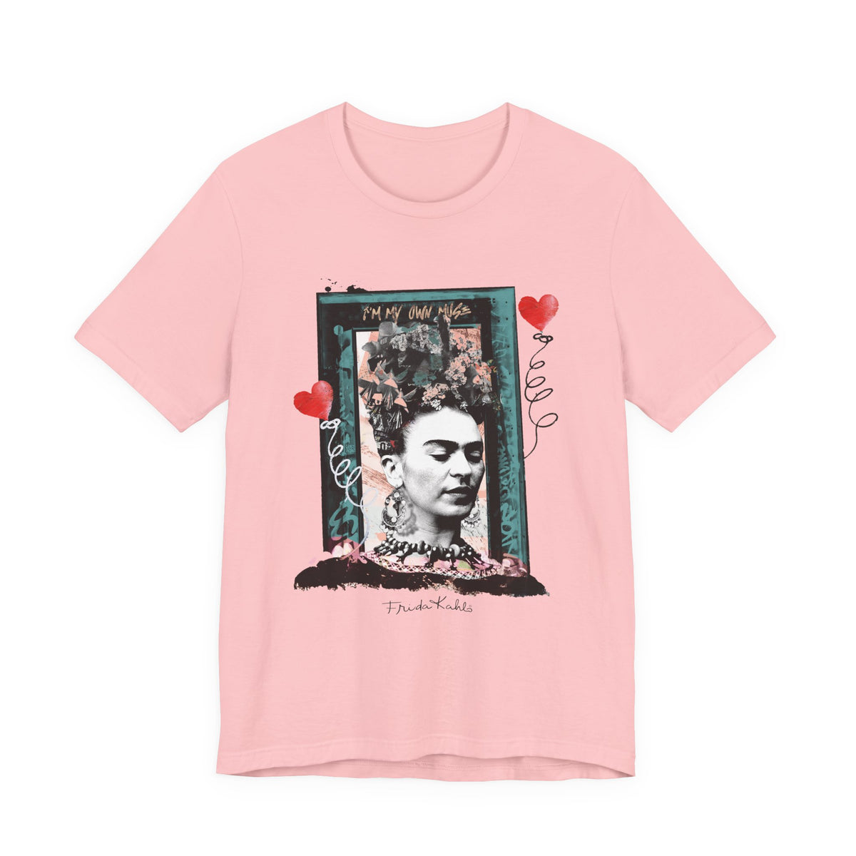 Frida Kahlo Vintage Frame Hearts T-Shirt