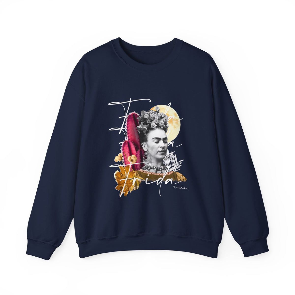 Frida Kahlo Moonlight Script Collage Crewneck Sweatshirt