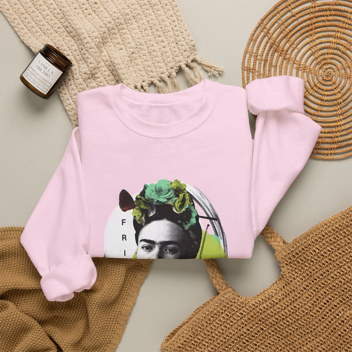 Frida Kahlo Modern Collage Portrait Crewneck Sweatshirt