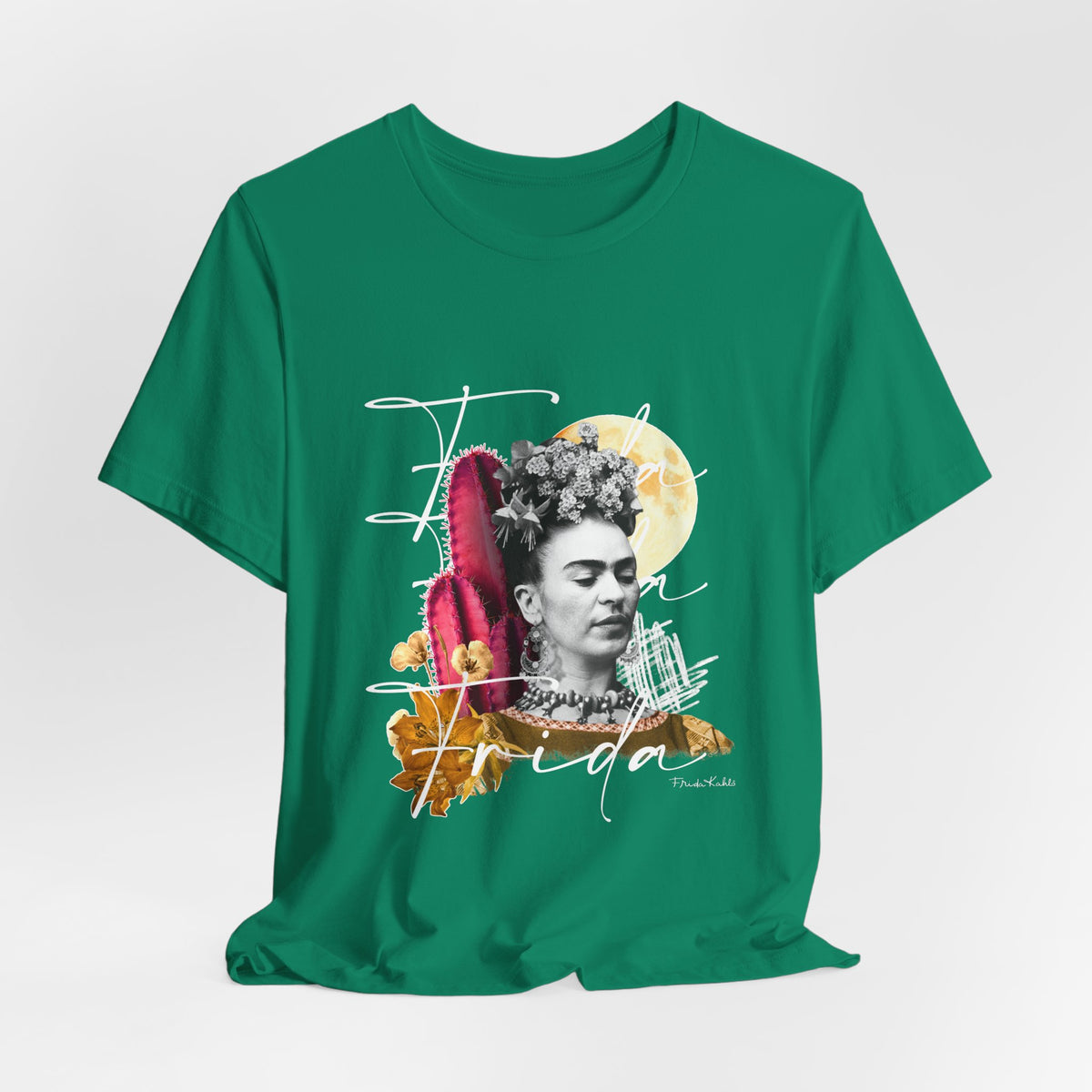 Frida Kahlo Moonlight Script Collage T-Shirt