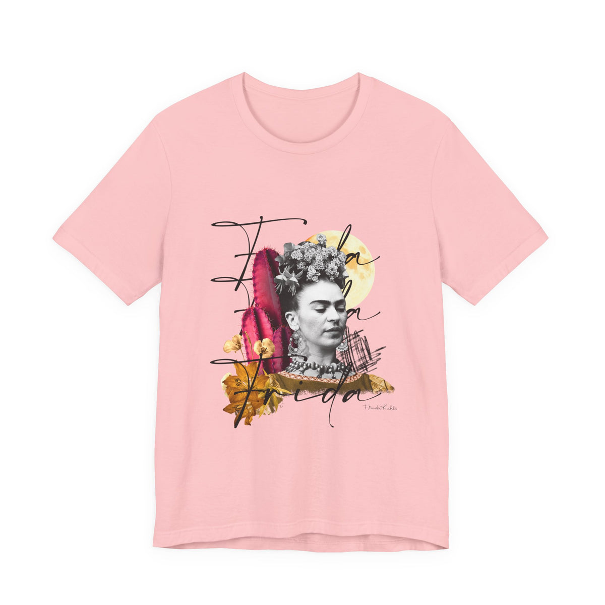 Frida Kahlo Moonlight Script Collage T-Shirt