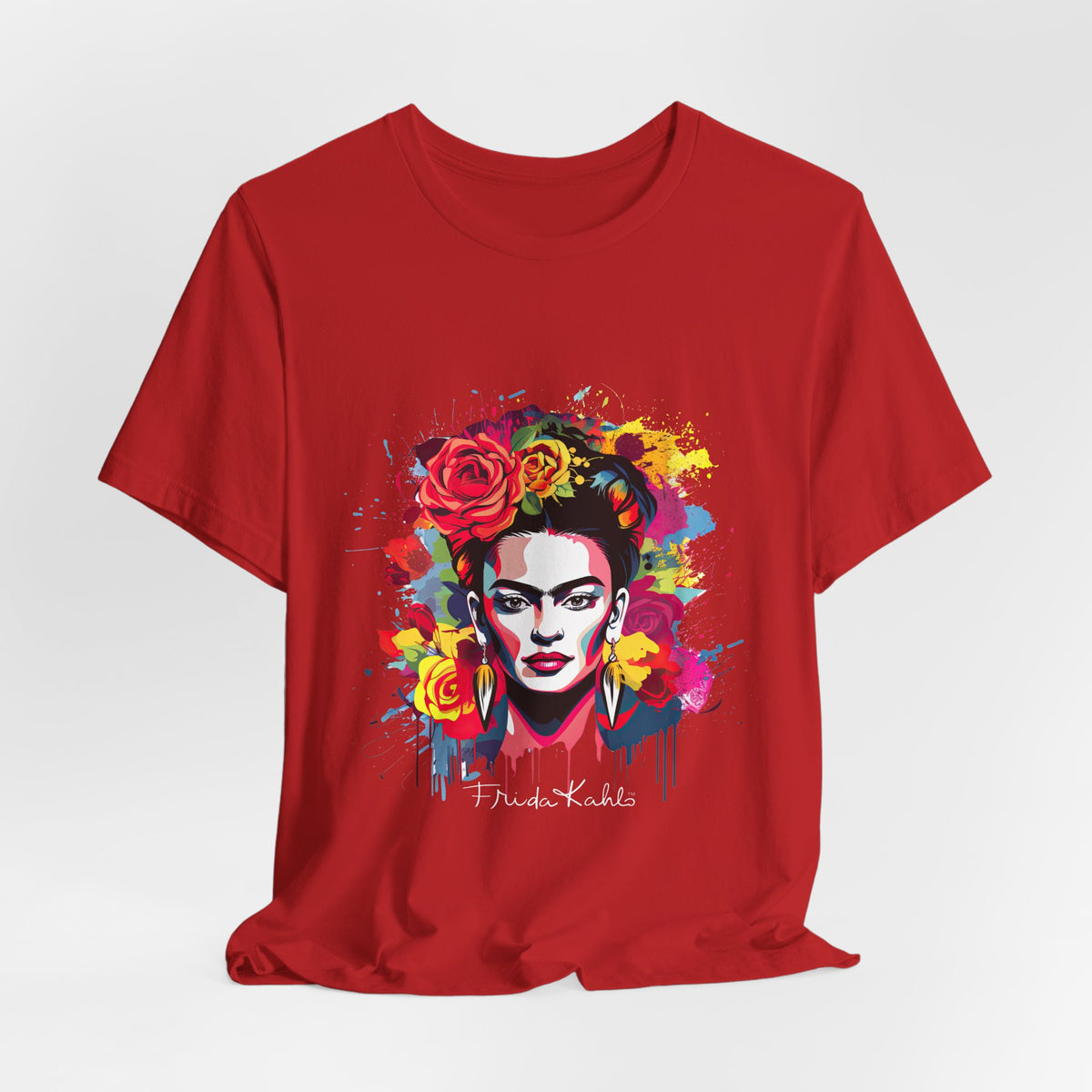 Frida Kahlo Watercolor Floral Portrait T-Shirt