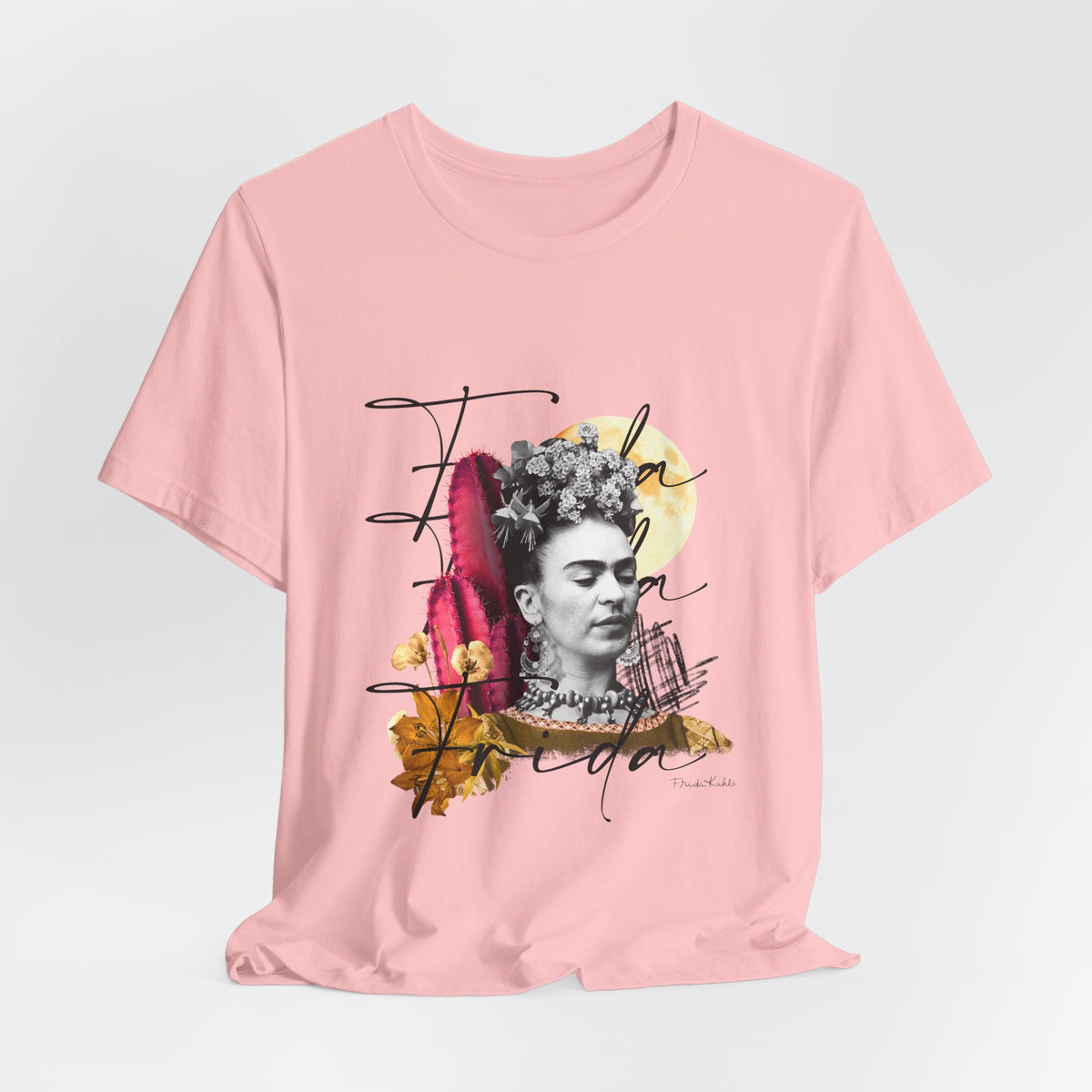 Frida Kahlo Moonlight Script Collage T-Shirt