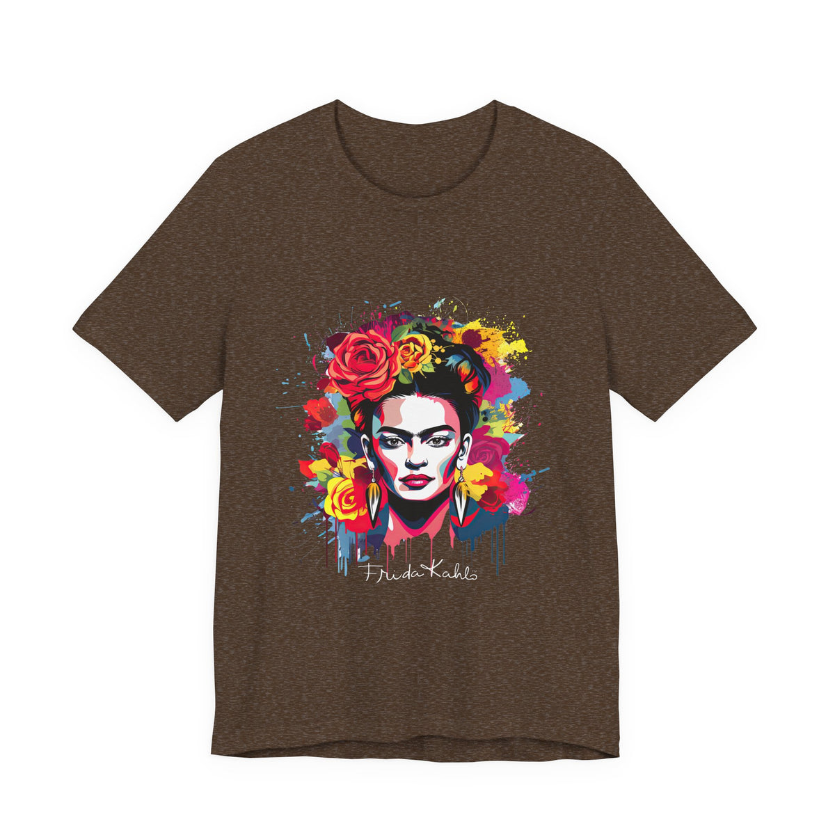 Frida Kahlo Watercolor Floral Portrait T-Shirt