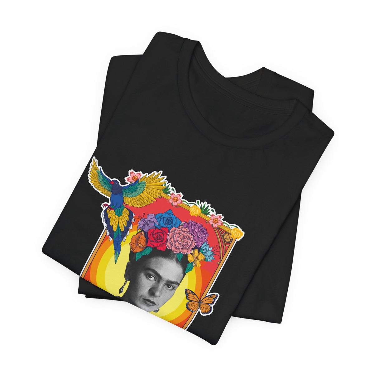 Frida Kahlo Hummingbird Golden Frame T-Shirt