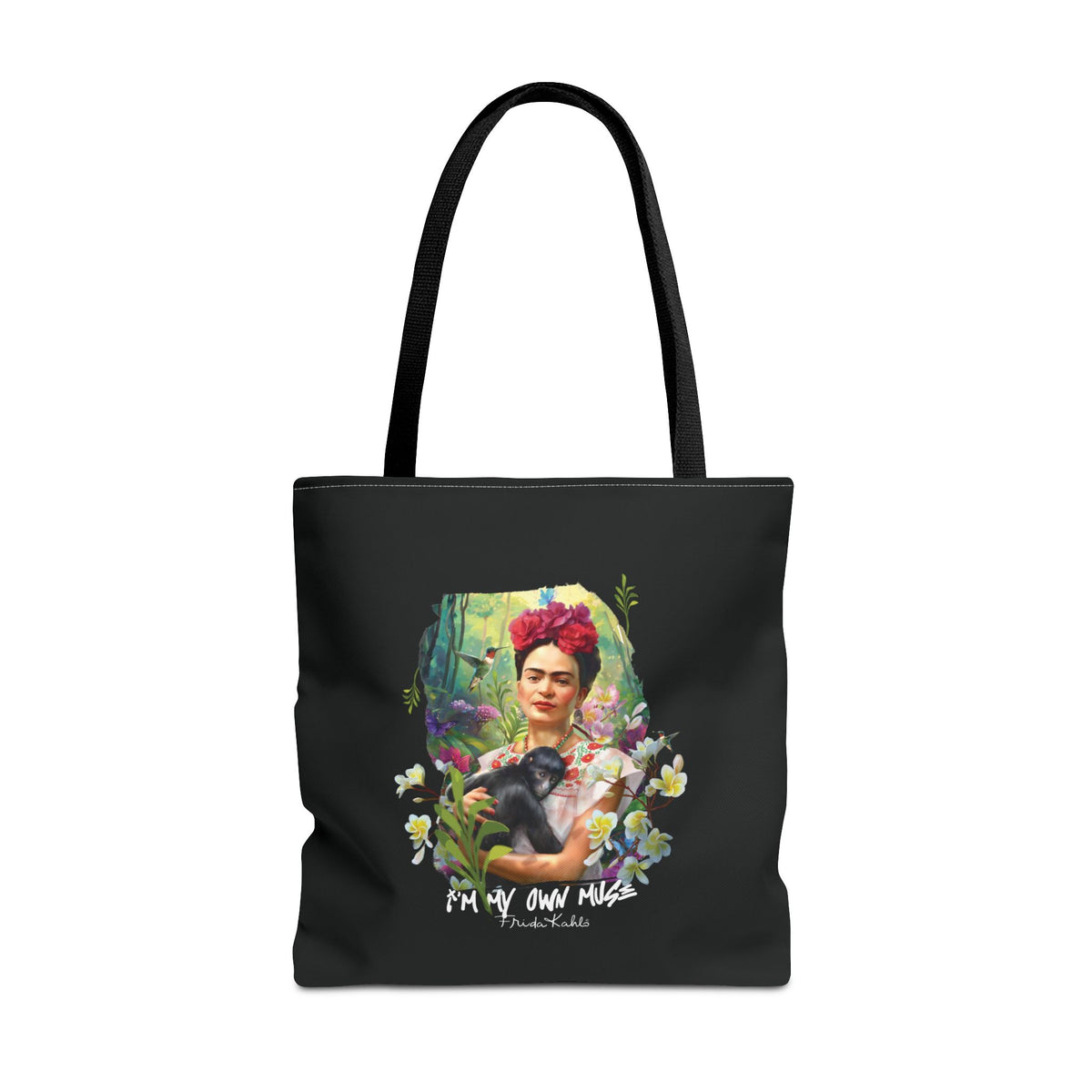 Frida Kahlo Jungle Monkey Portrait Tote Bag - 18" × 18''