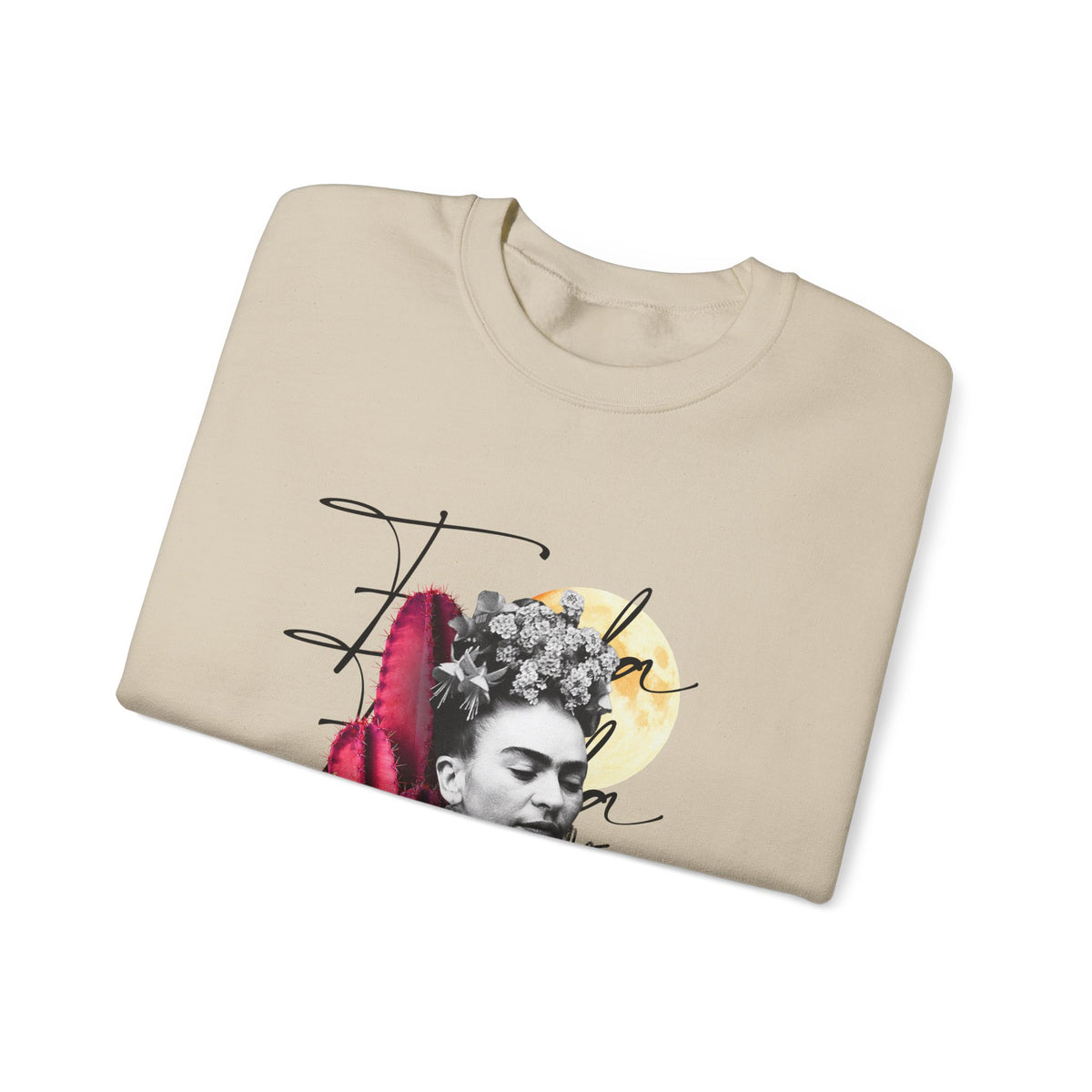 Frida Kahlo Moonlight Script Collage Crewneck Sweatshirt
