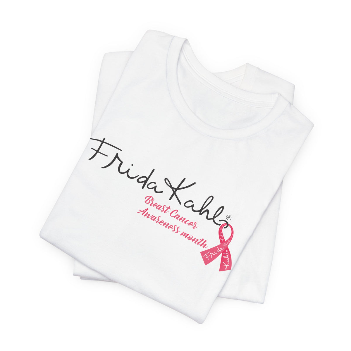 Frida Kahlo Signature Pink Ribbon Breast Cancer Awareness T-Shirt