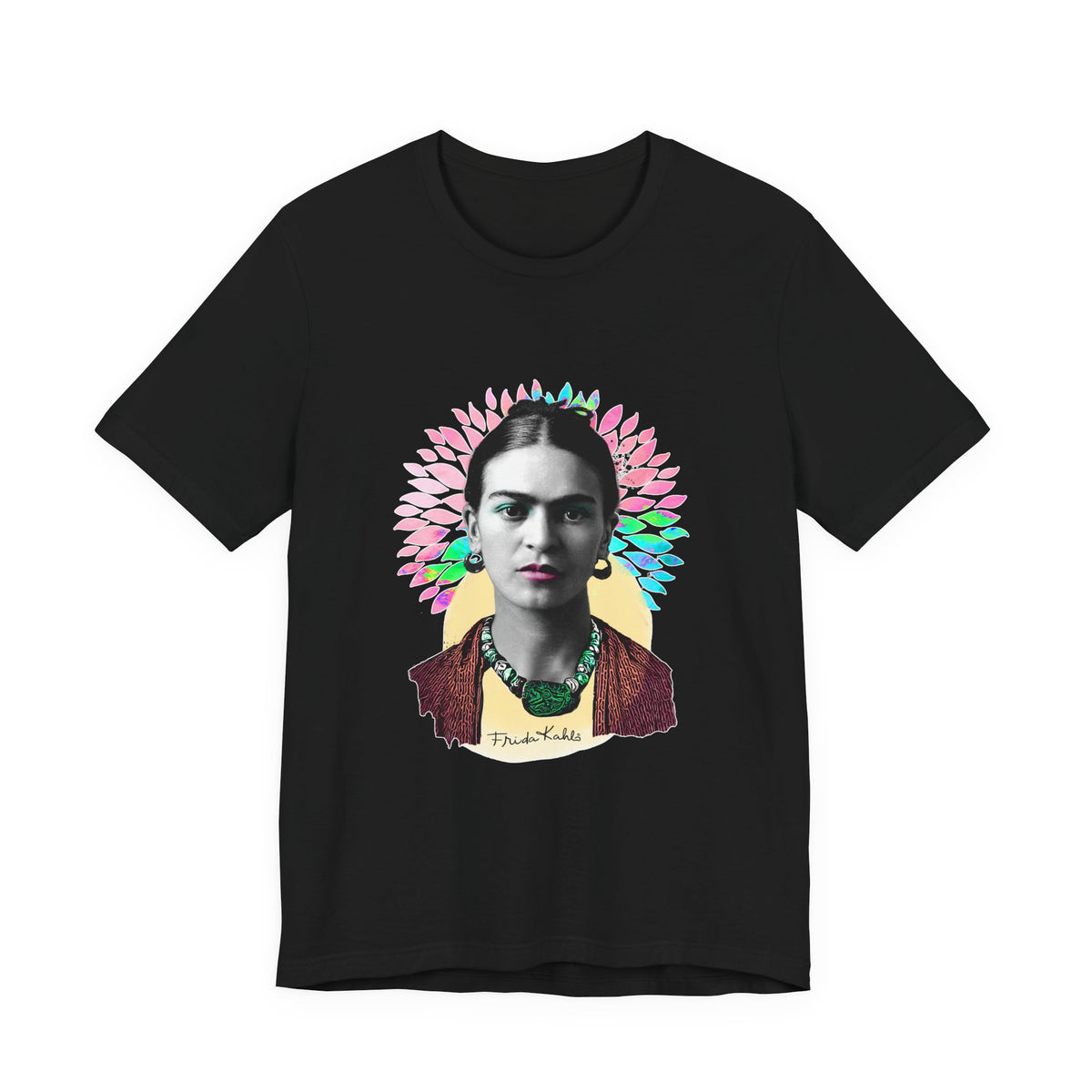Frida Kahlo Flower Halo Portrait T-Shirt