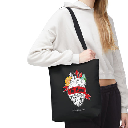 Frida Kahlo - "Te Amo Más Que Mi Propia Piel" - Inspired Anatomical Heart Tote Bag