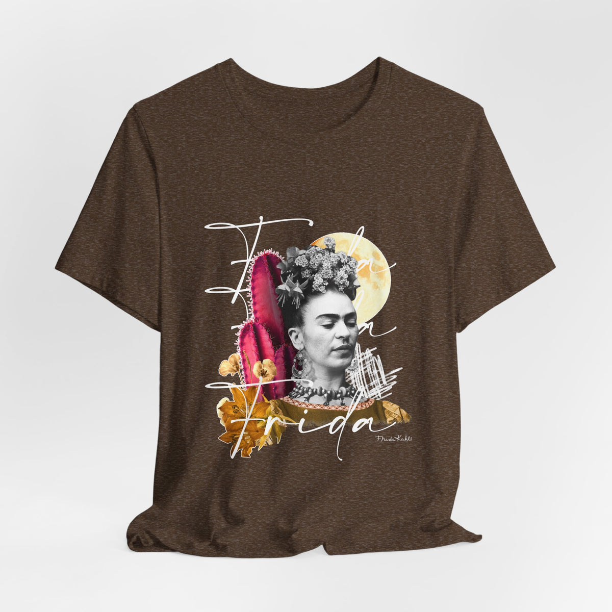 Frida Kahlo Moonlight Script Collage T-Shirt