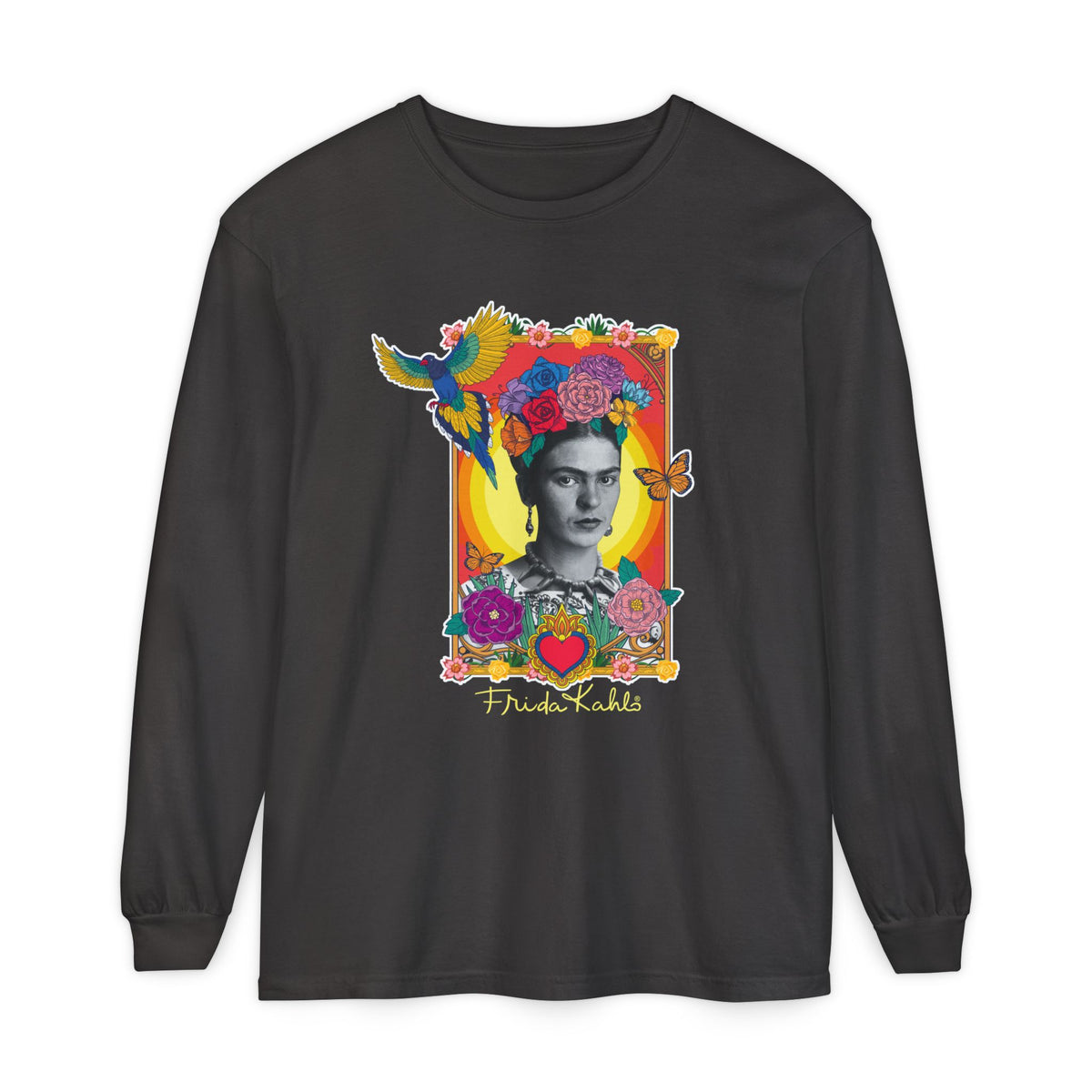 Frida Kahlo Hummingbird Golden Frame Long Sleeve T-Shirt