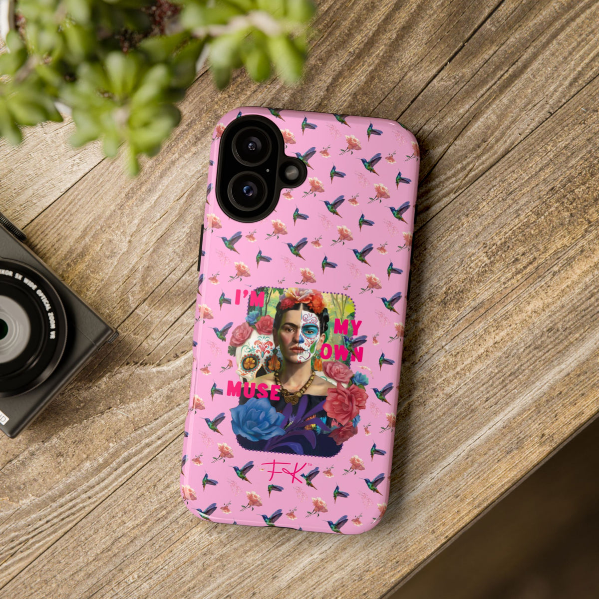 Frida Kahlo I Am My Own Muse Pink Hummingbird iPhone Case