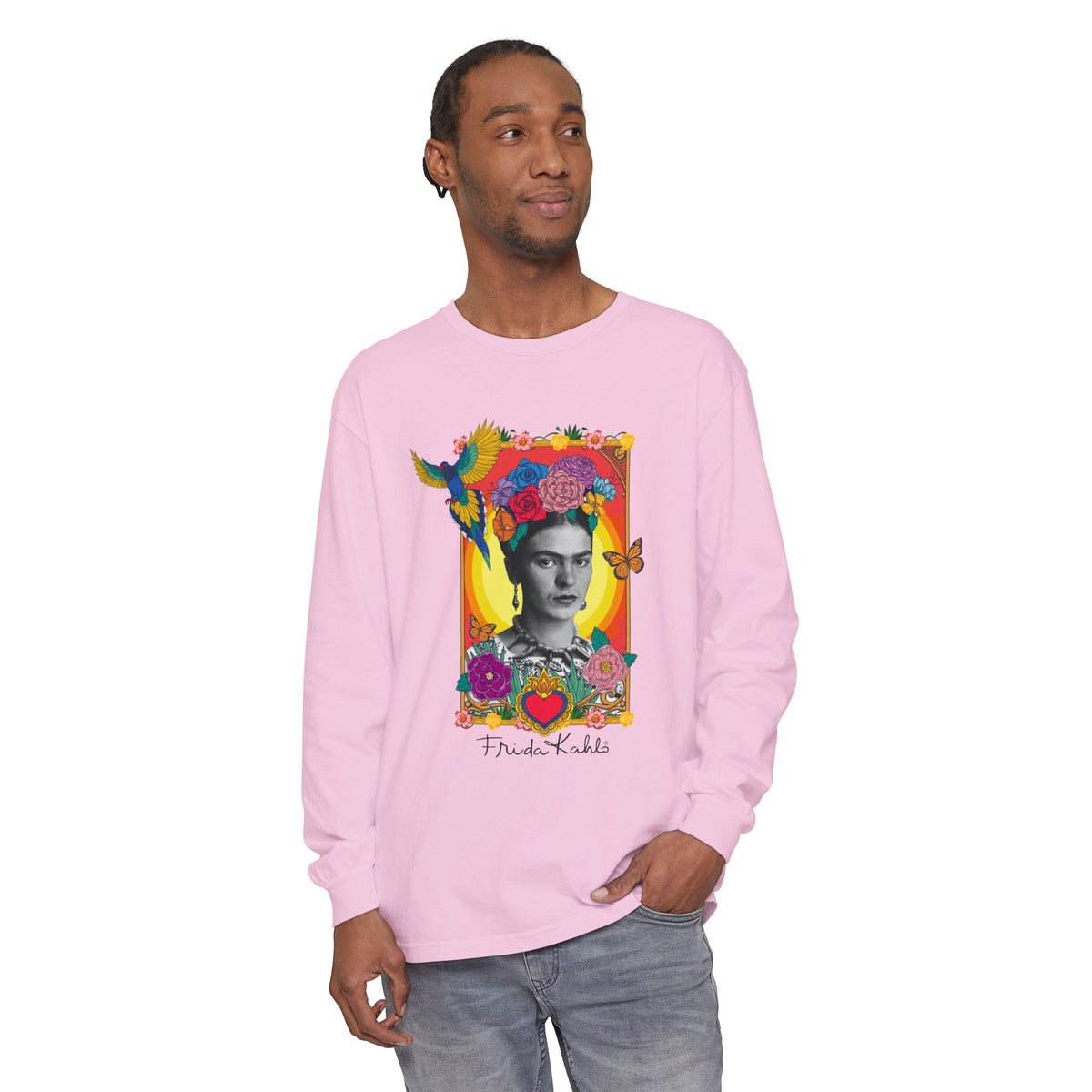 Frida Kahlo Hummingbird Golden Frame Long Sleeve T-Shirt