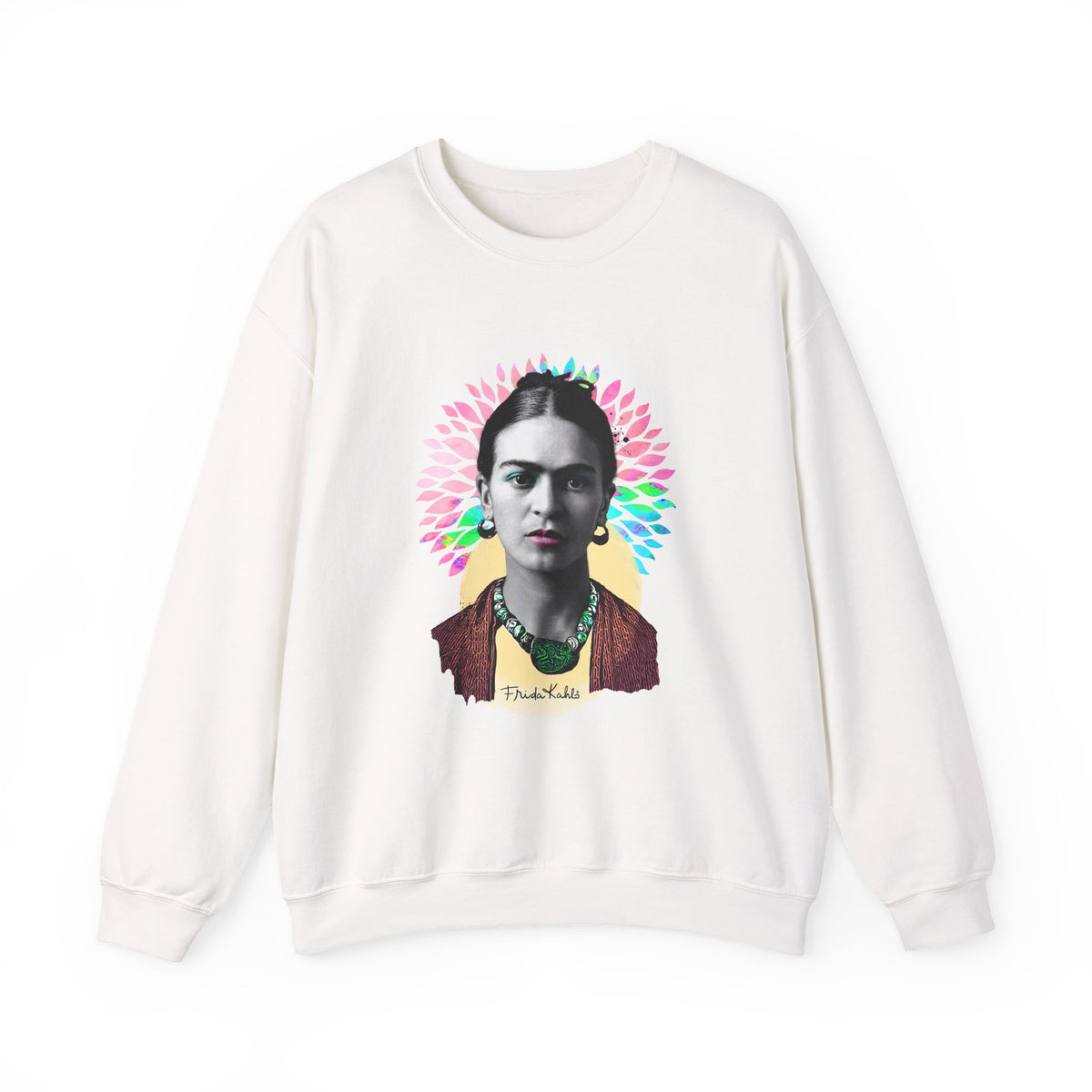 Frida Kahlo Flower Halo Portrait Crewneck Sweatshirt