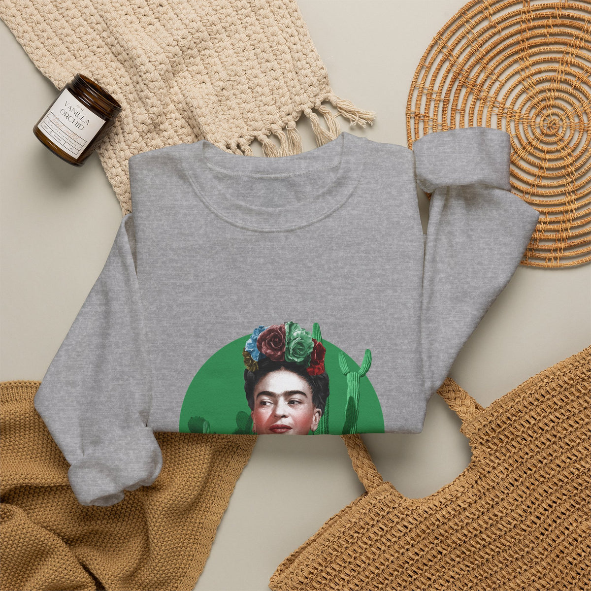 Frida Kahlo Cactus Garden Medallion Crewneck Sweatshirt