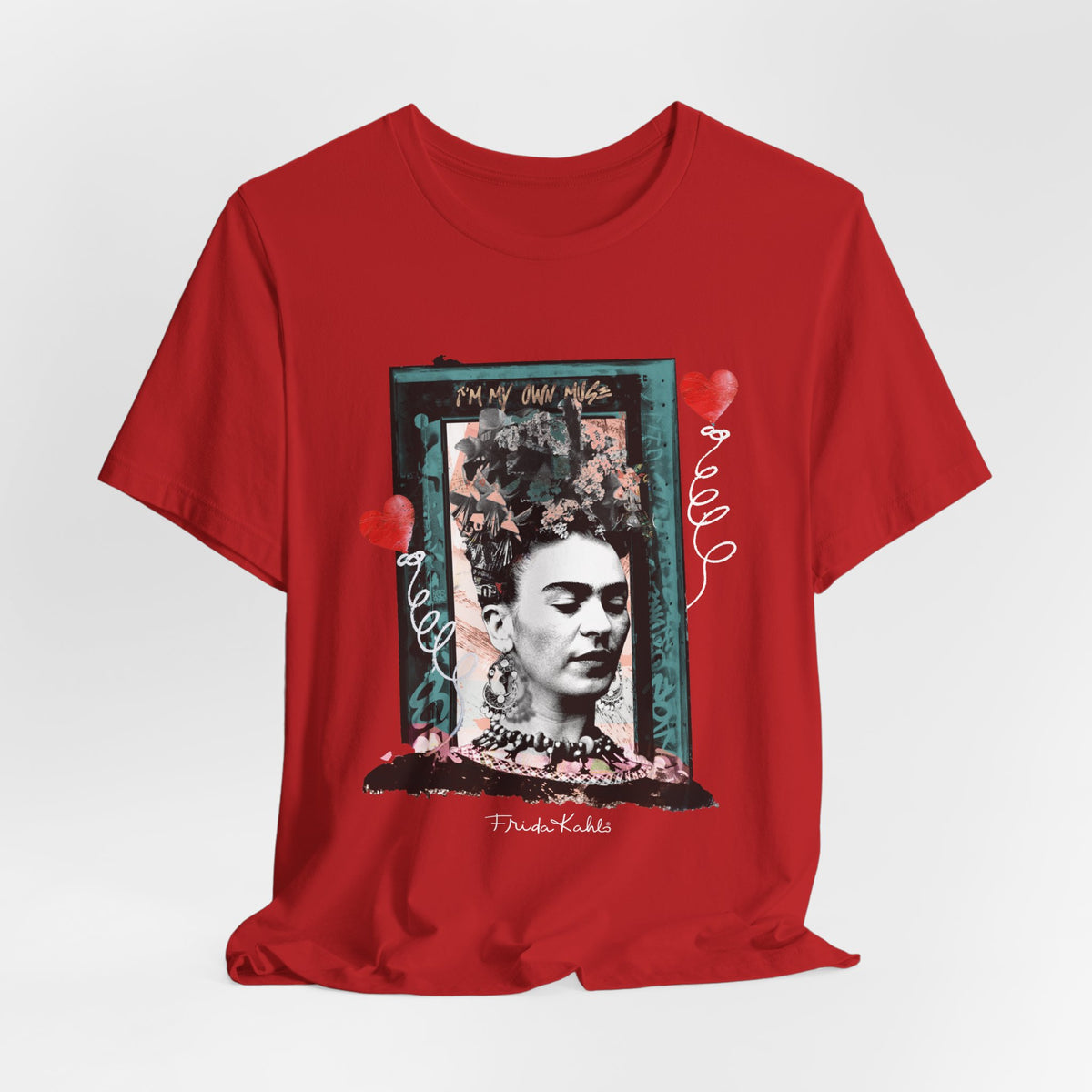 Frida Kahlo Vintage Frame Hearts T-Shirt