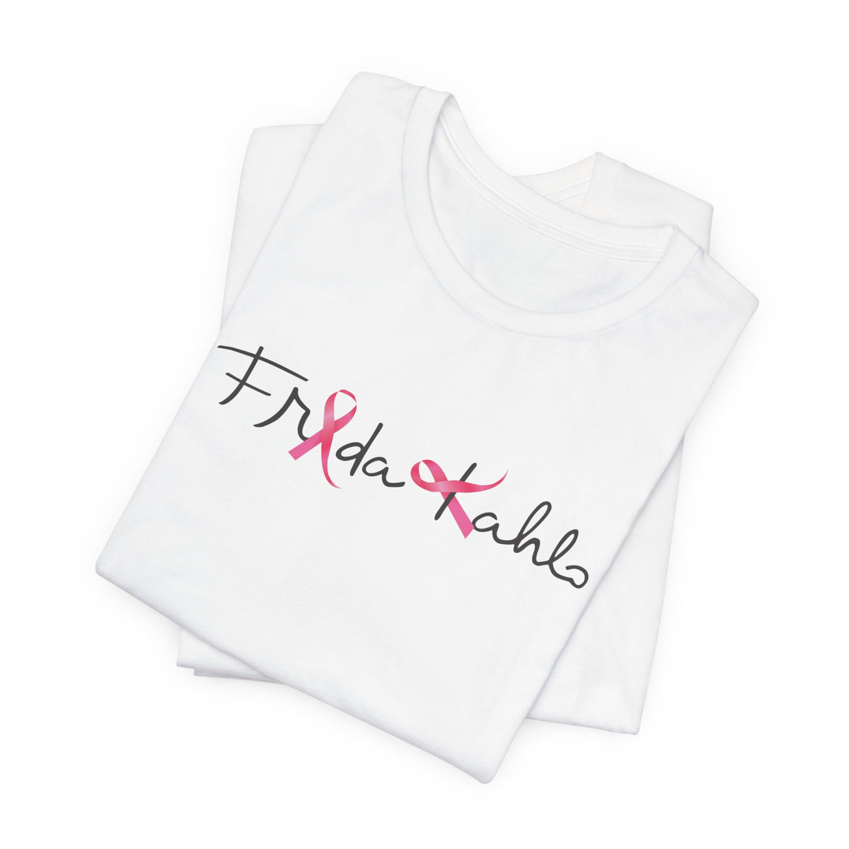 Frida Kahlo Pink Ribbon Logo Breast Cancer Awareness T-Shirt