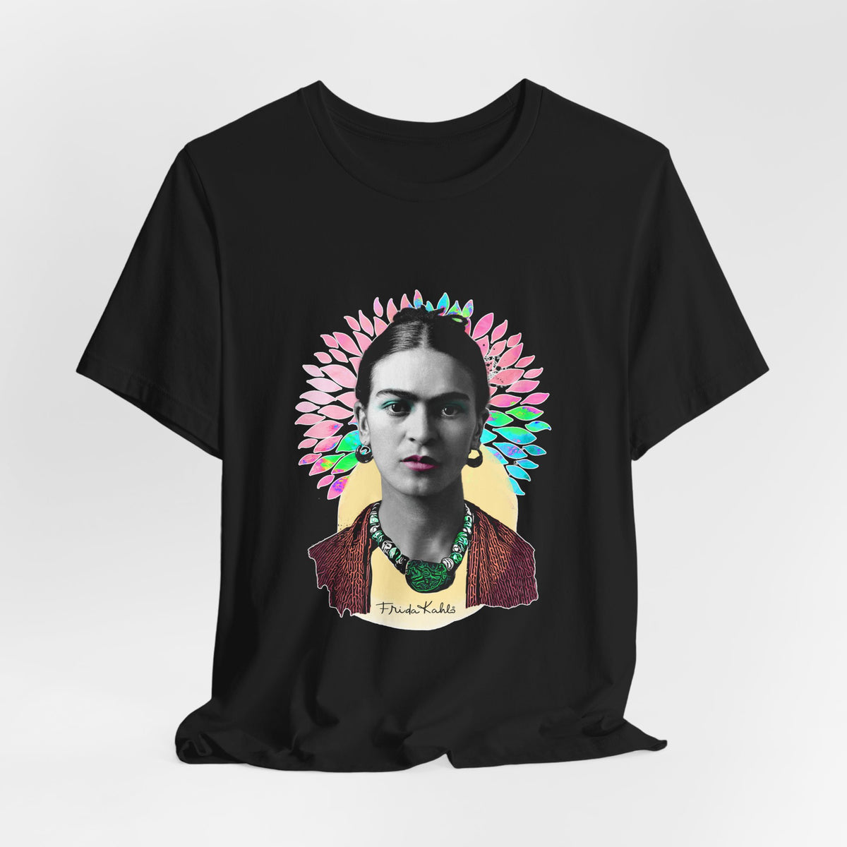 Frida Kahlo Flower Halo Portrait T-Shirt