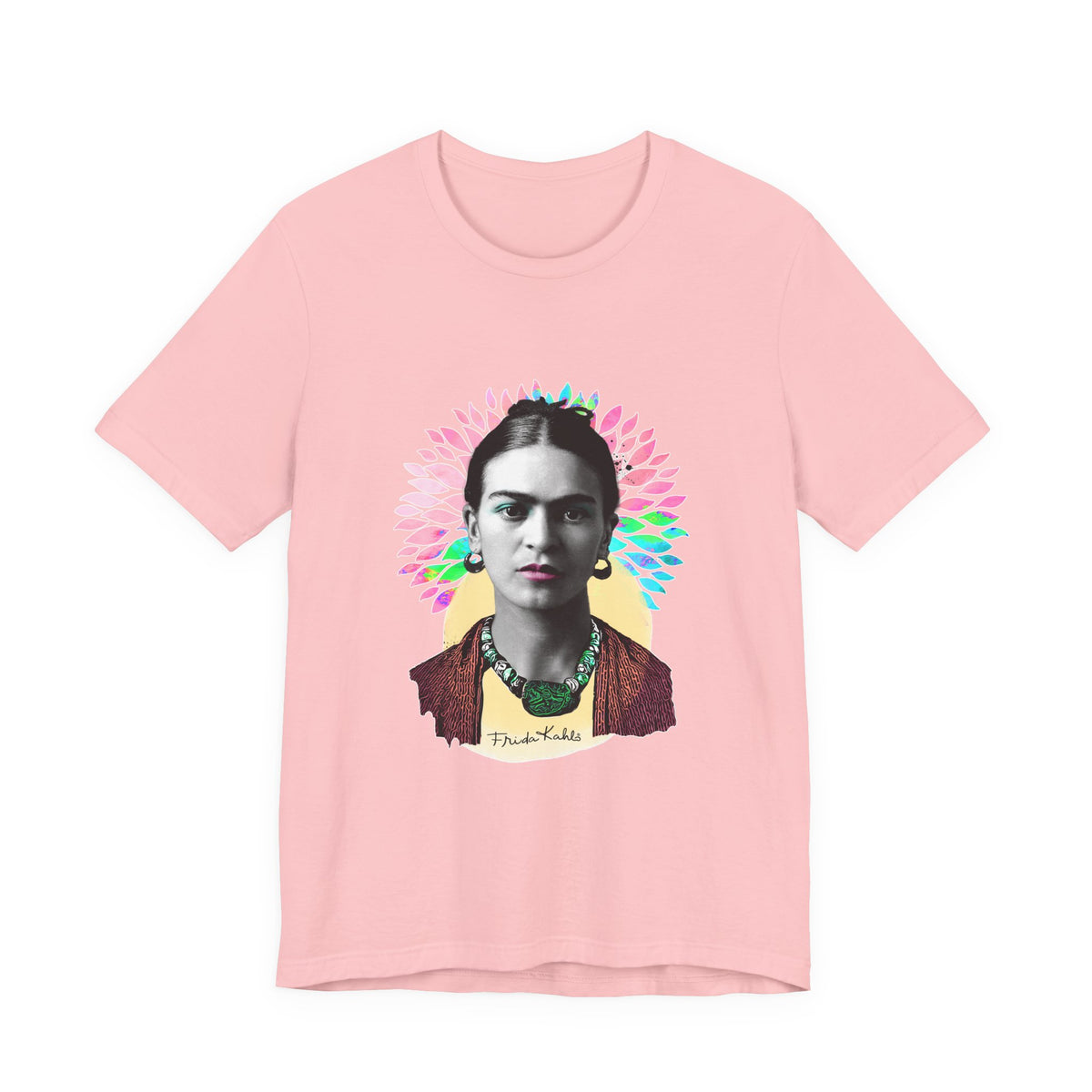 Frida Kahlo Flower Halo Portrait T-Shirt
