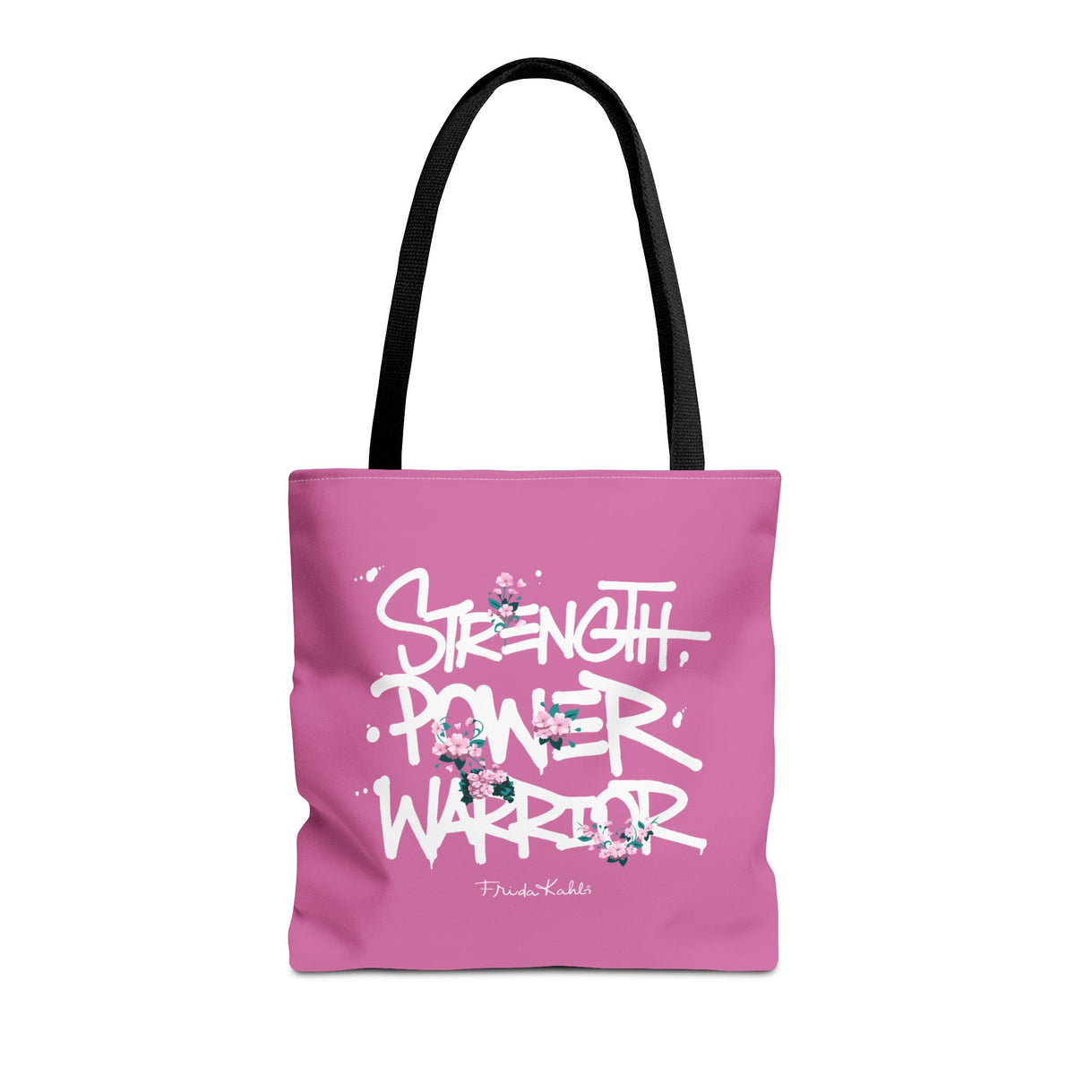 Frida Kahlo Strength Power Warrior Tote Bag - Breast Cancer Awareness - 16" × 16''