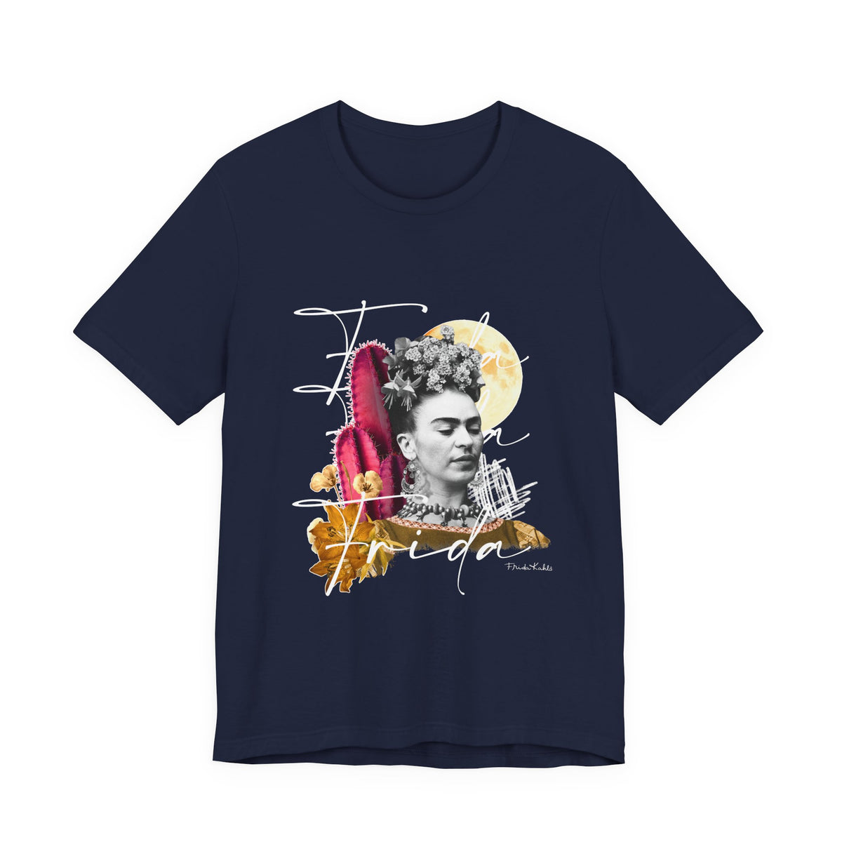 Frida Kahlo Moonlight Script Collage T-Shirt