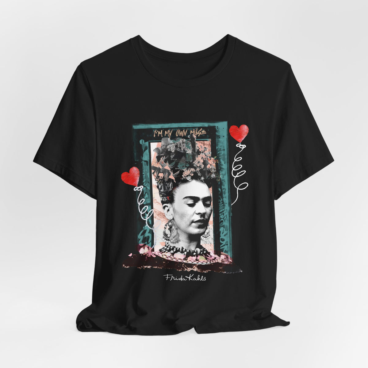 Frida Kahlo Vintage Frame Hearts T-Shirt