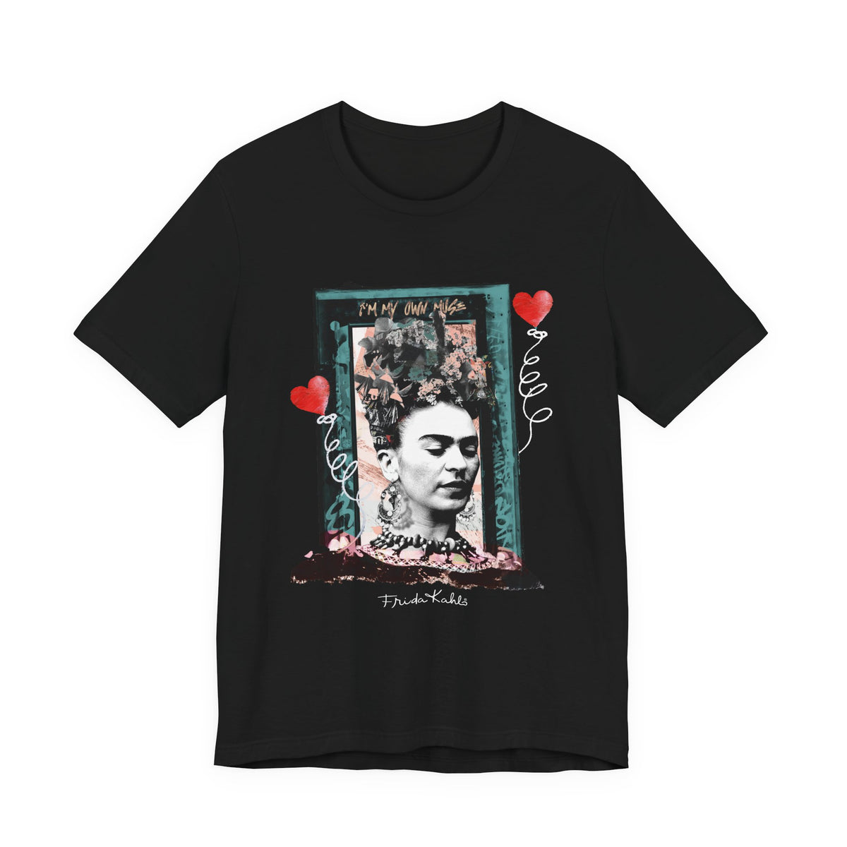 Frida Kahlo Vintage Frame Hearts T-Shirt