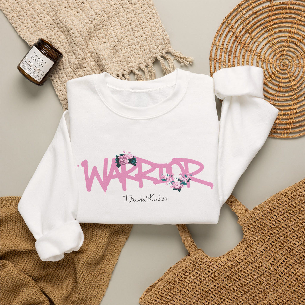 Frida Kahlo Warrior Pink Graffiti Breast Cancer Awareness Sweatshirt